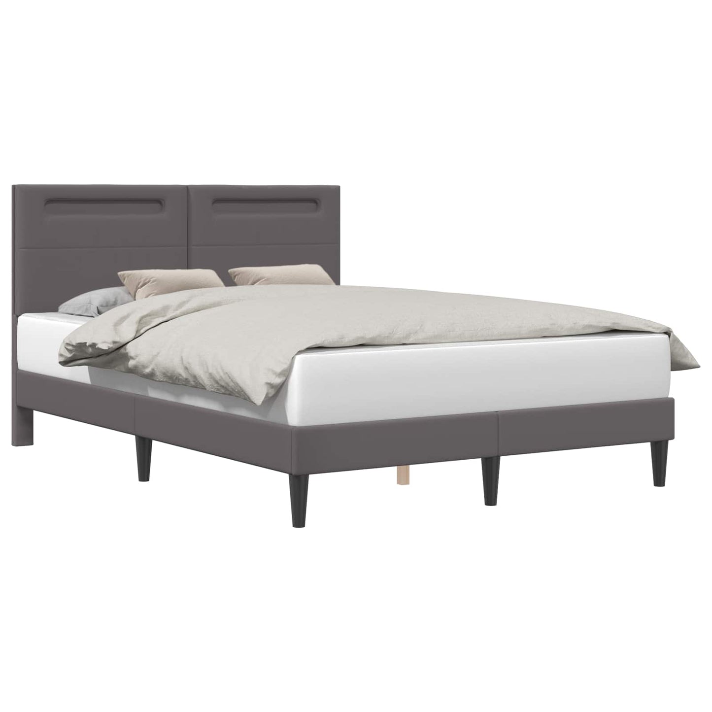 vidaXL Σκελετός Κρεβατιού με κεφαλάρι Γκρι 120 x 190 cm Τεχνητό Δέρμα