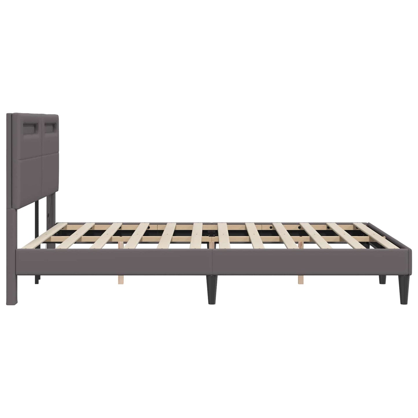 vidaXL Σκελετός Κρεβατιού με κεφαλάρι Γκρι 120 x 190 cm Τεχνητό Δέρμα