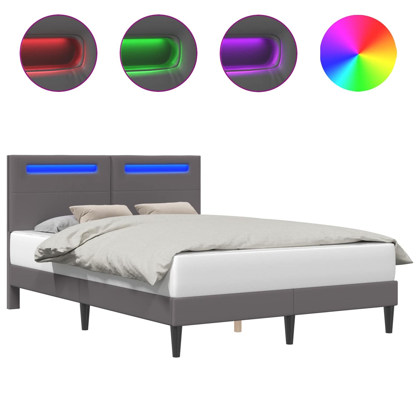 vidaXL Σκελετός Κρεβατιού με κεφαλάρι Γκρι 120 x 200 cm Τεχνητό Δέρμα