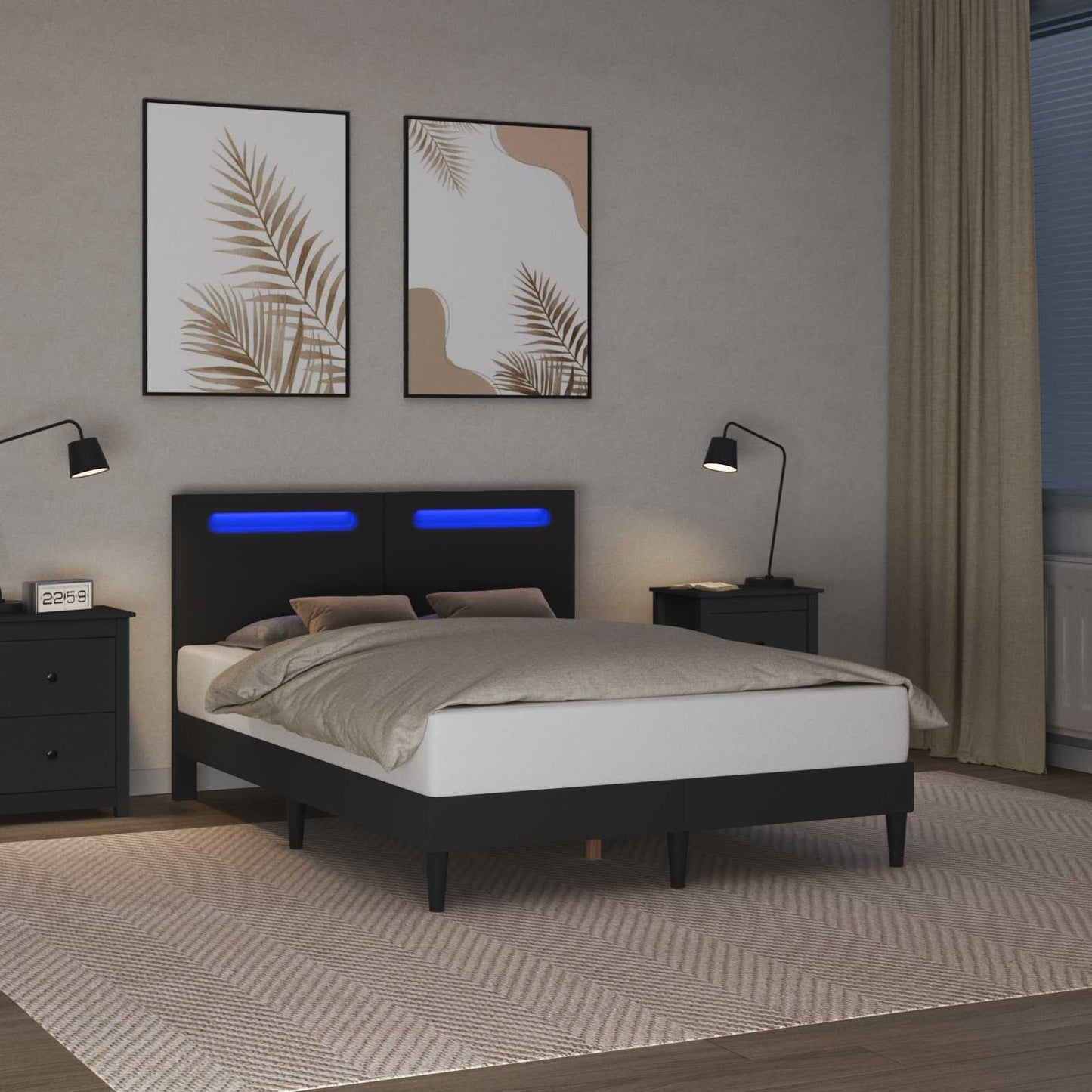 vidaXL Σκελετός Κρεβατιού με κεφαλάρι Μαύρο 120 x 200 cm Τεχνητό Δέρμα