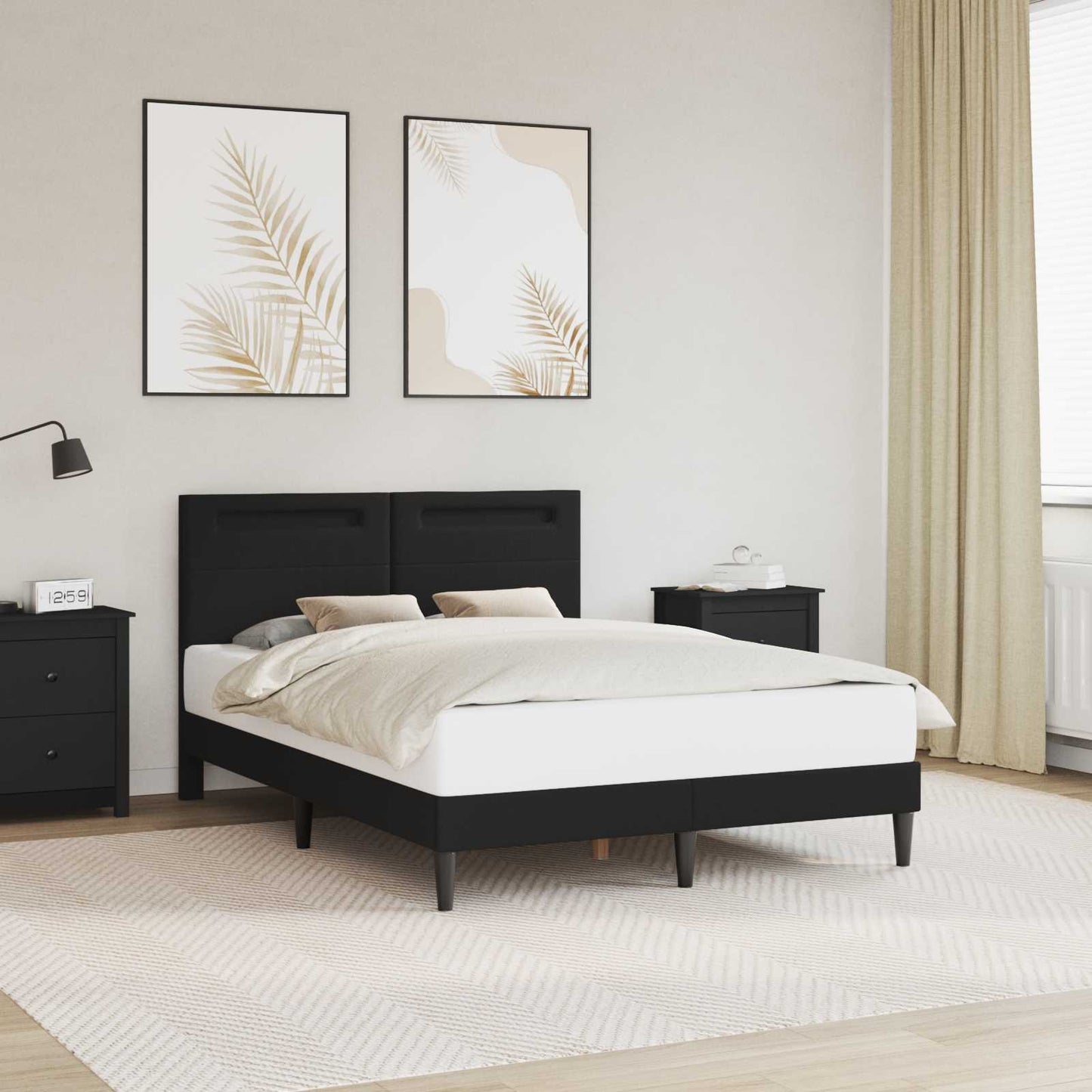 vidaXL Σκελετός Κρεβατιού με κεφαλάρι Μαύρο 120 x 200 cm Τεχνητό Δέρμα