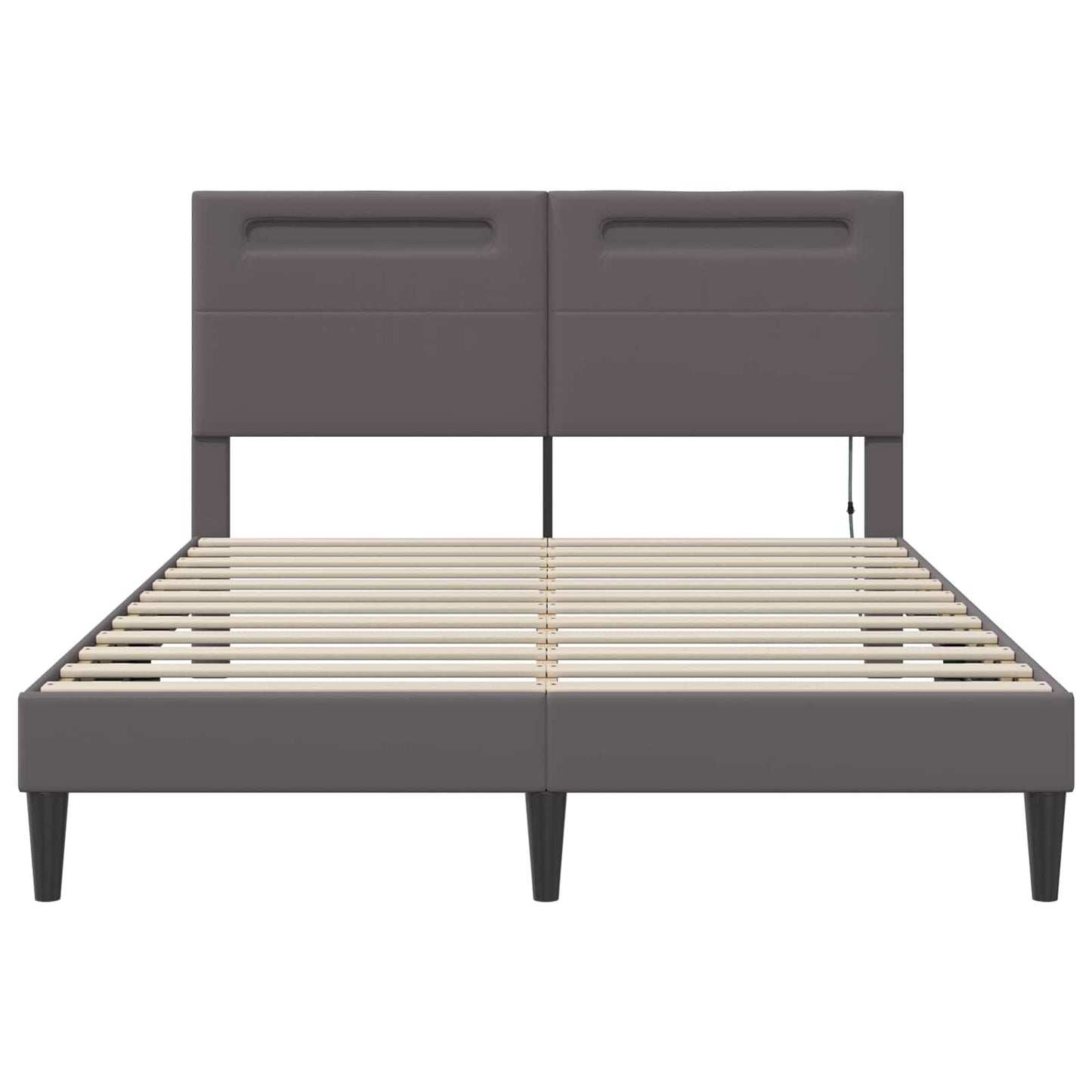 vidaXL Σκελετός Κρεβατιού με κεφαλάρι Γκρι 140 x 200 cm Τεχνητό Δέρμα