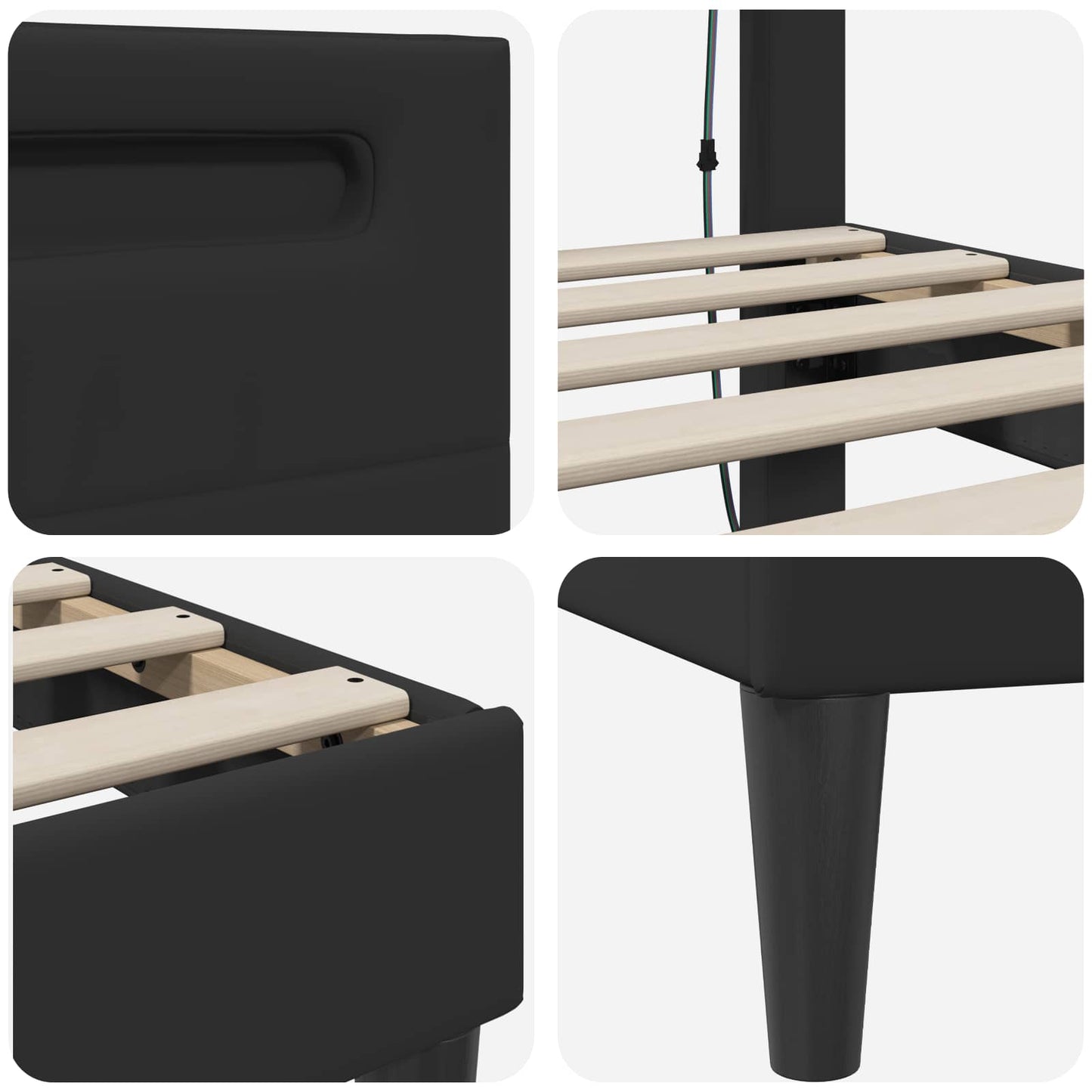 vidaXL Σκελετός Κρεβατιού με κεφαλάρι Μαύρο 140 x 200 cm Τεχνητό Δέρμα