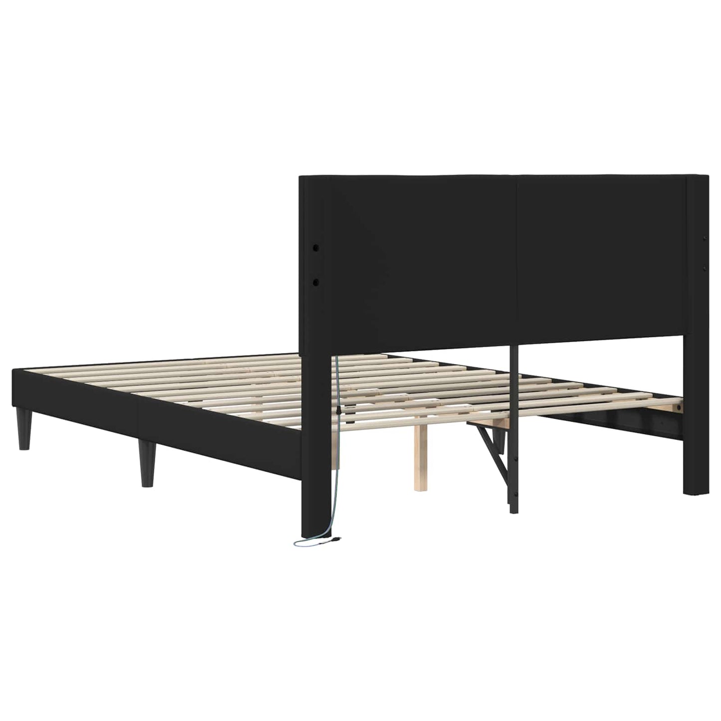 vidaXL Σκελετός Κρεβατιού με κεφαλάρι Μαύρο 140 x 200 cm Τεχνητό Δέρμα