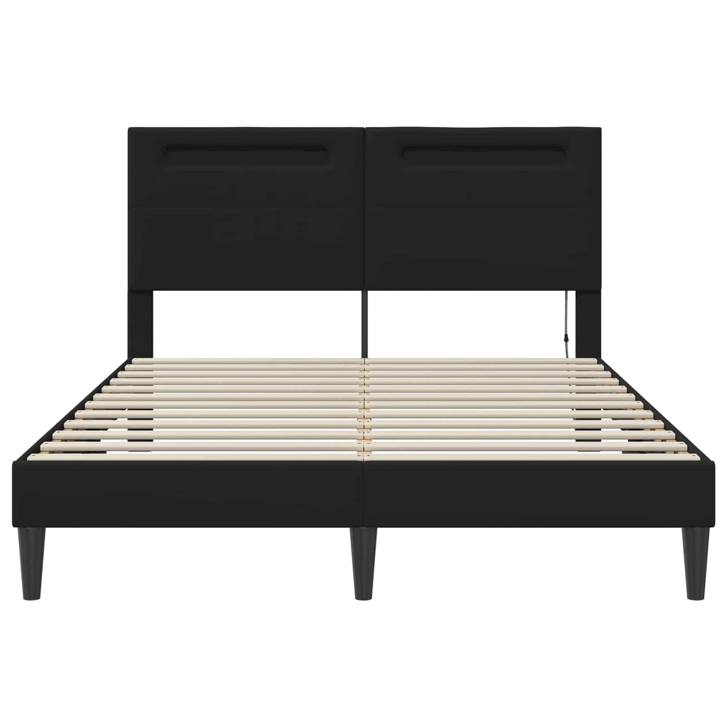 vidaXL Σκελετός Κρεβατιού με κεφαλάρι Μαύρο 140 x 200 cm Τεχνητό Δέρμα