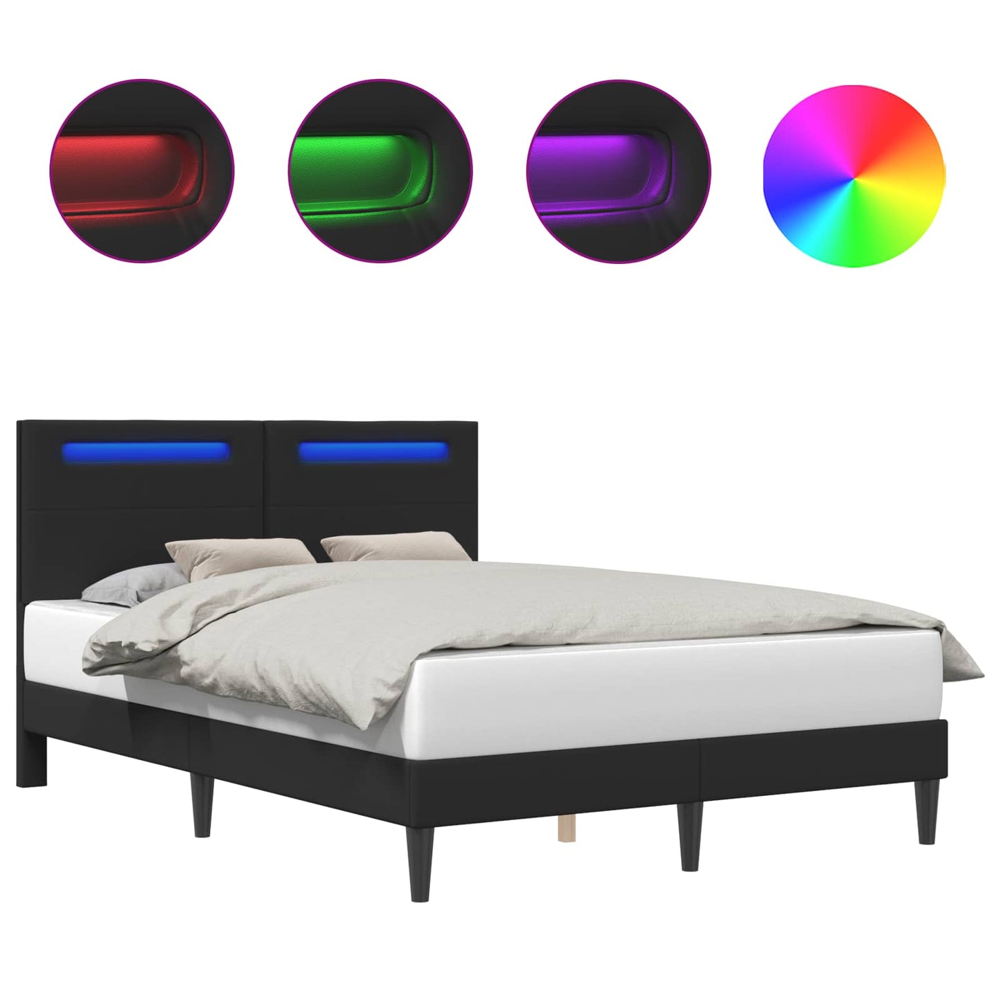 vidaXL Σκελετός Κρεβατιού με κεφαλάρι Μαύρο 160 x 200 cm Τεχνητό Δέρμα