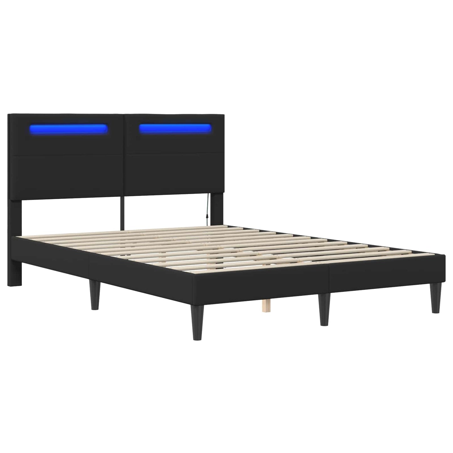 vidaXL Σκελετός Κρεβατιού με κεφαλάρι Μαύρο 160 x 200 cm Τεχνητό Δέρμα