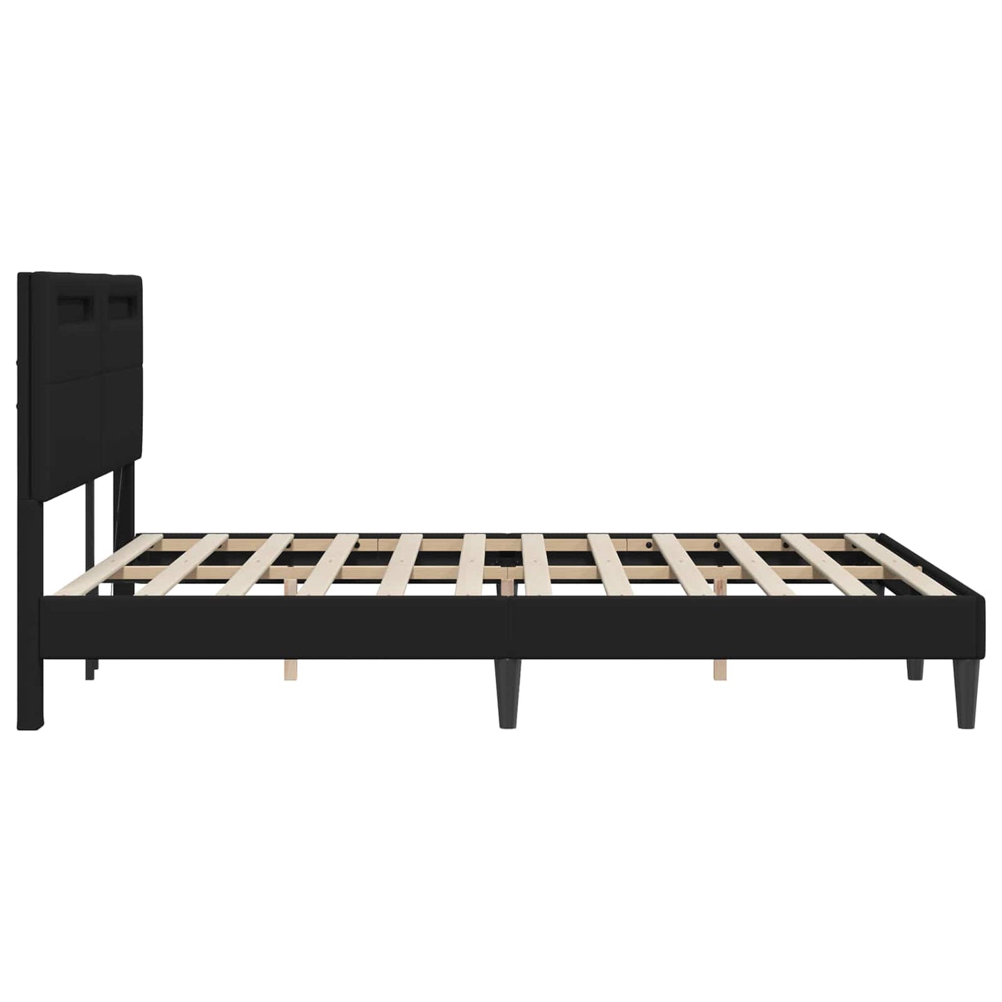 vidaXL Σκελετός Κρεβατιού με κεφαλάρι Μαύρο 160 x 200 cm Τεχνητό Δέρμα