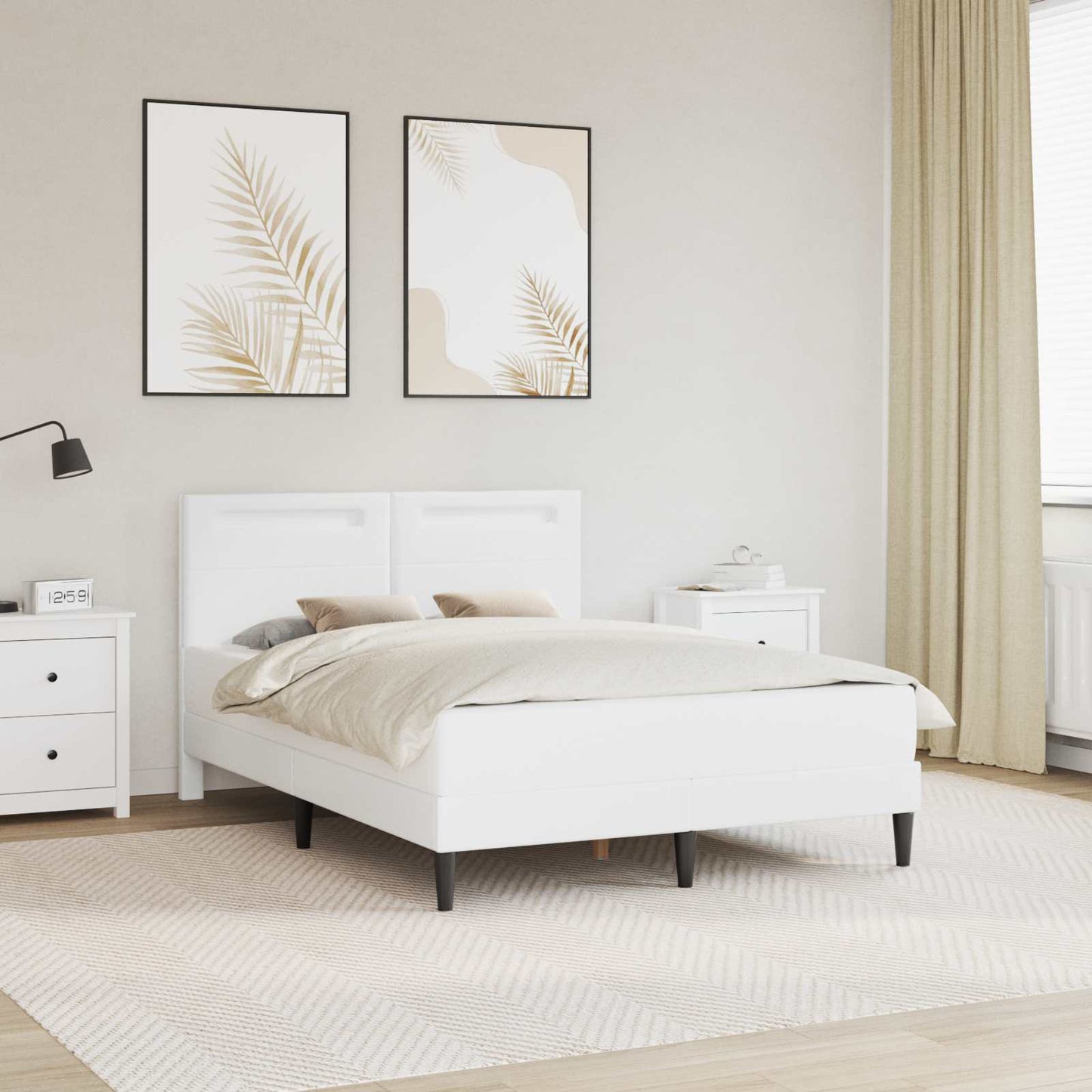 vidaXL Σκελετός Κρεβατιού με κεφαλάρι Λευκό 160 x 200 cm Τεχνητό Δέρμα