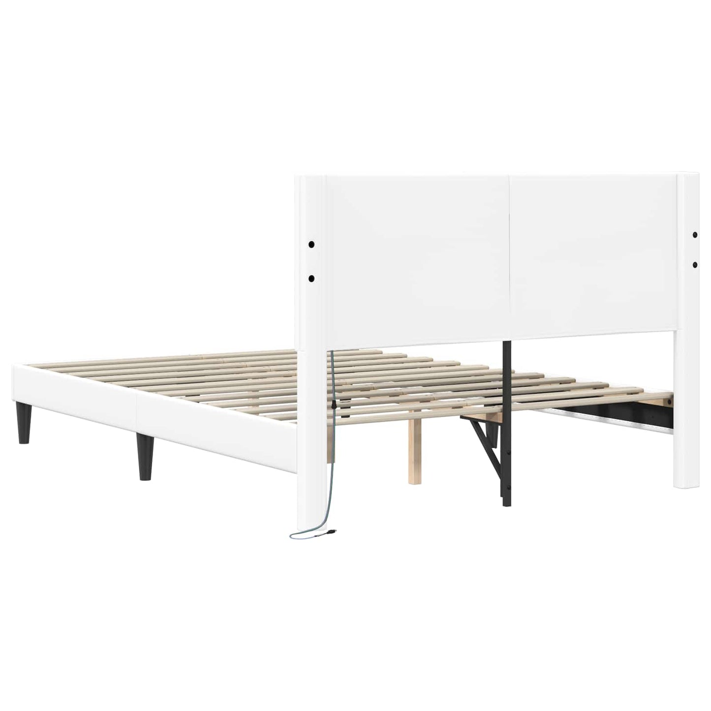 vidaXL Σκελετός Κρεβατιού με κεφαλάρι Λευκό 160 x 200 cm Τεχνητό Δέρμα