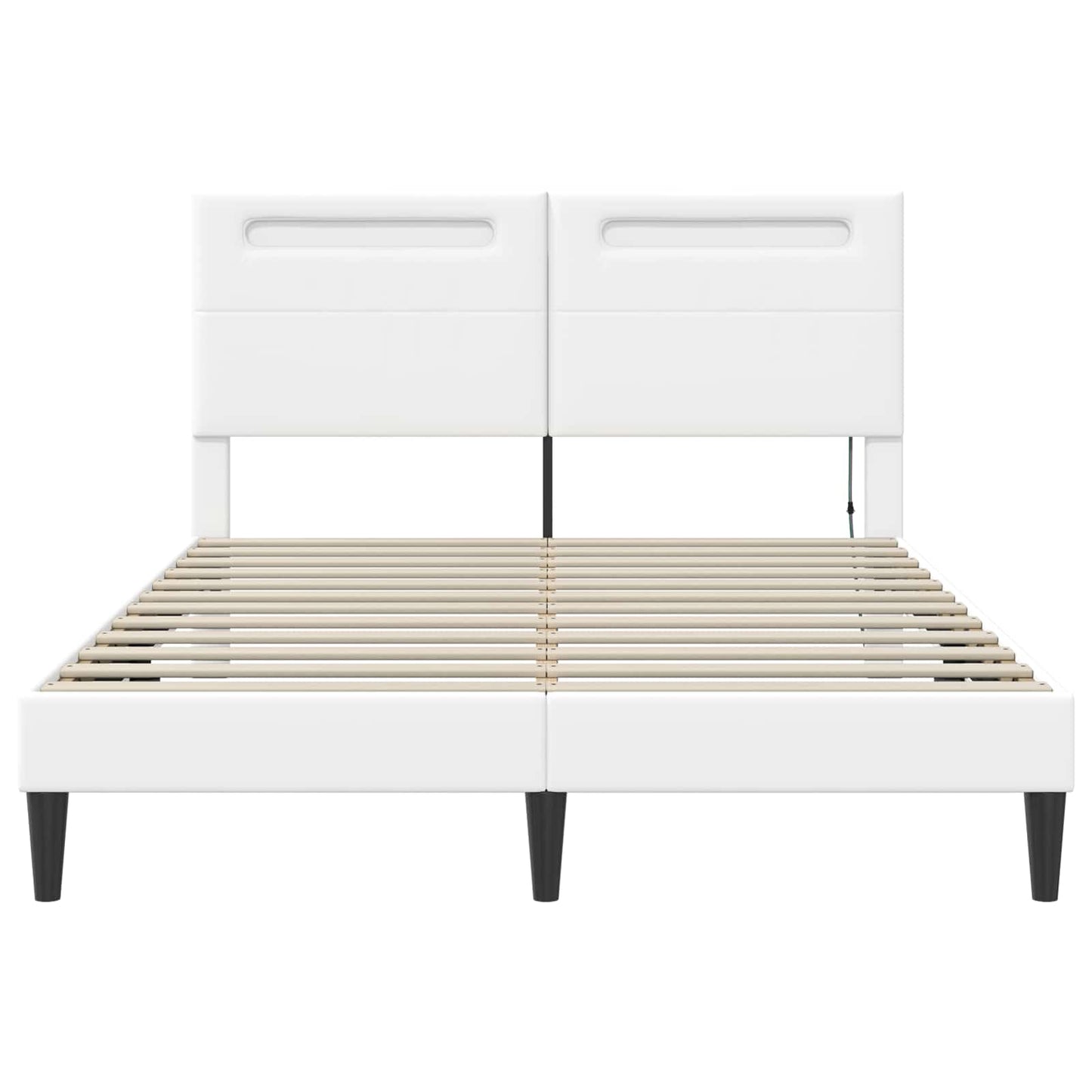 vidaXL Σκελετός Κρεβατιού με κεφαλάρι Λευκό 160 x 200 cm Τεχνητό Δέρμα