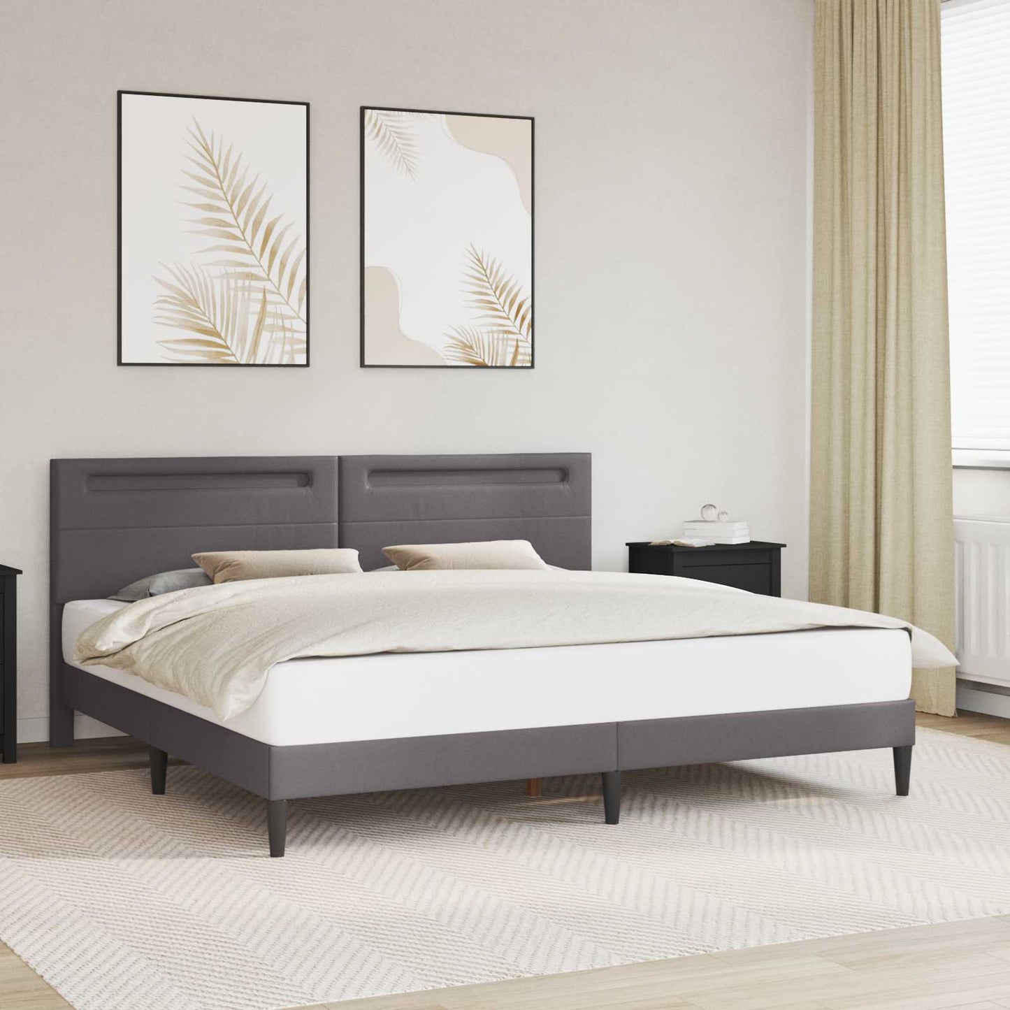vidaXL Σκελετός Κρεβατιού με κεφαλάρι Γκρι 180 x 200 cm Τεχνητό Δέρμα