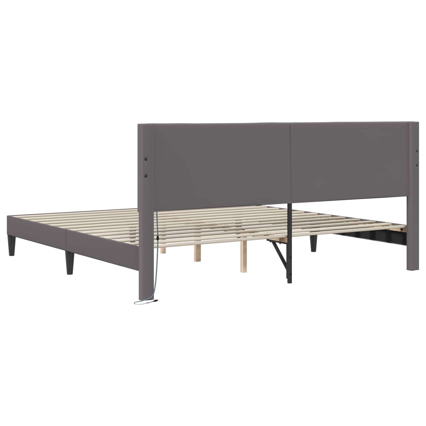vidaXL Σκελετός Κρεβατιού με κεφαλάρι Γκρι 180 x 200 cm Τεχνητό Δέρμα