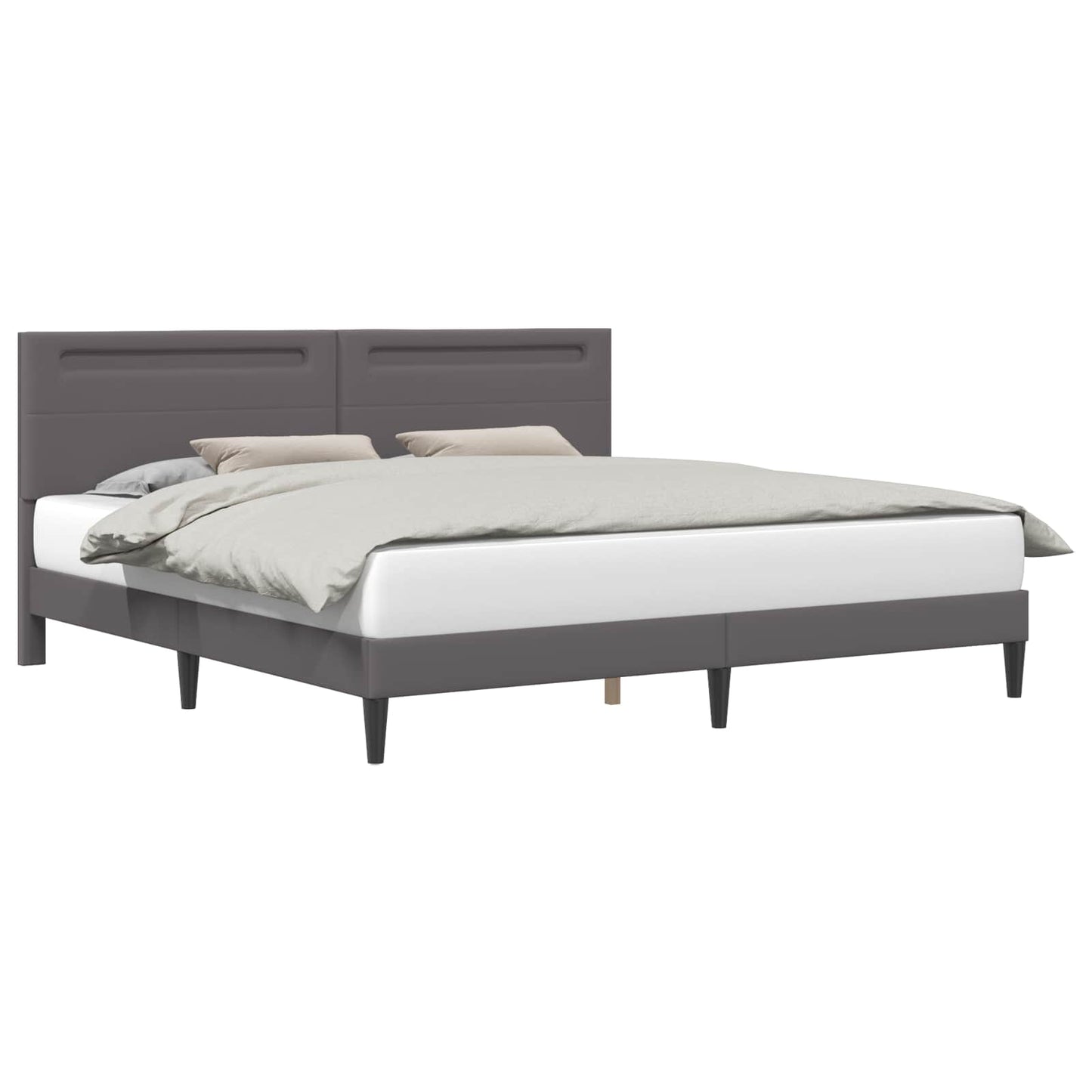 vidaXL Σκελετός Κρεβατιού με κεφαλάρι Γκρι 180 x 200 cm Τεχνητό Δέρμα