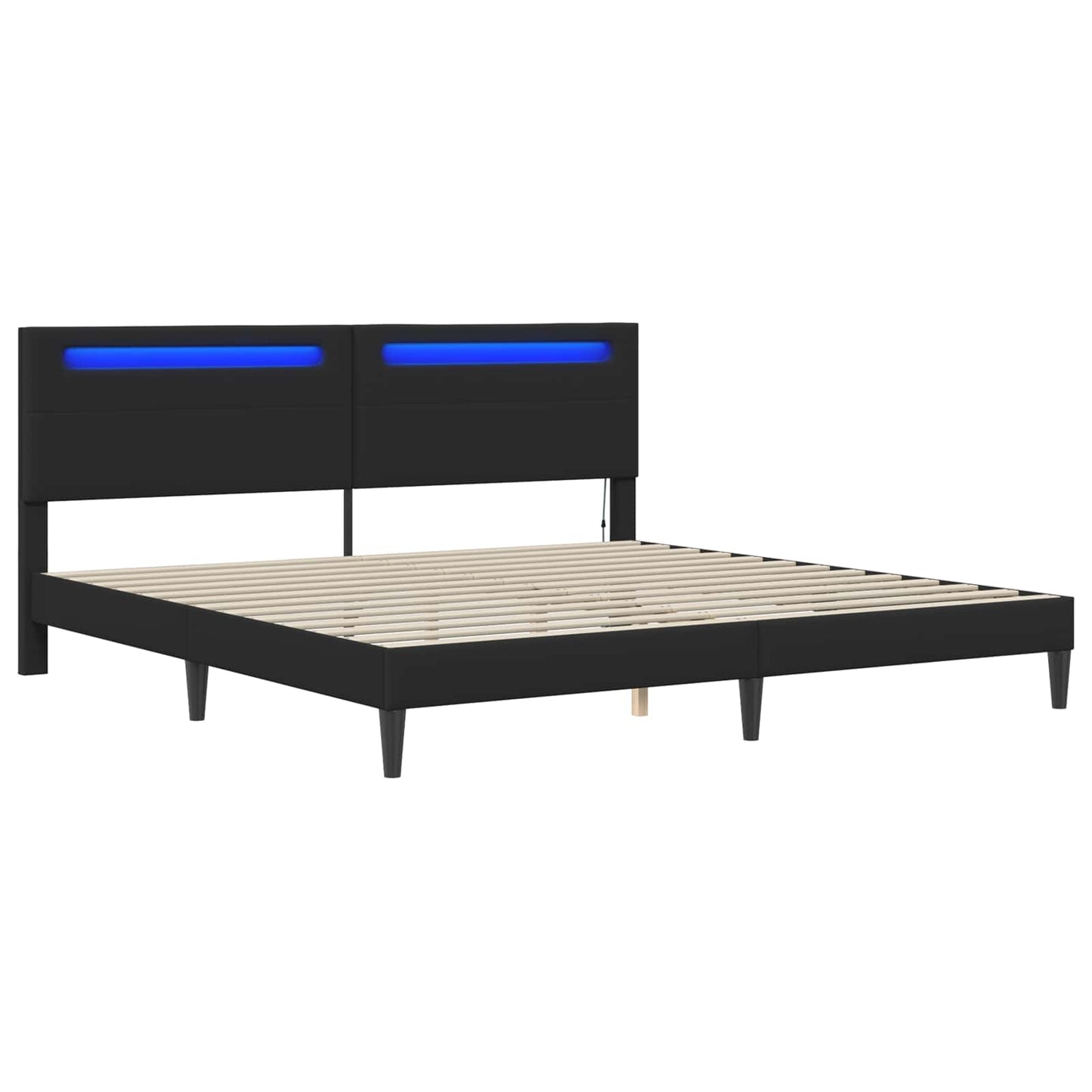 vidaXL Σκελετός Κρεβατιού με κεφαλάρι Μαύρο 180 x 200 cm Τεχνητό Δέρμα