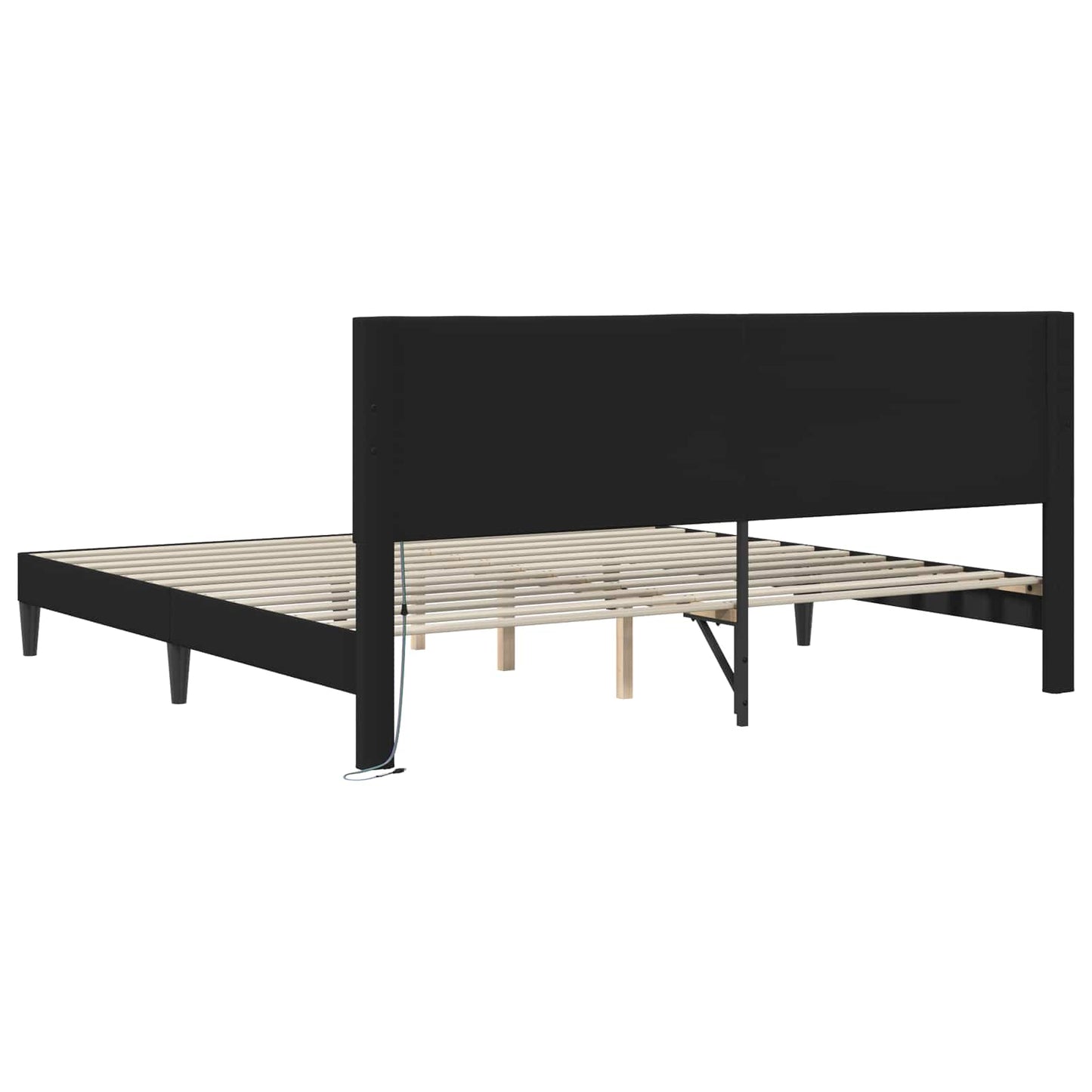 vidaXL Σκελετός Κρεβατιού με κεφαλάρι Μαύρο 180 x 200 cm Τεχνητό Δέρμα
