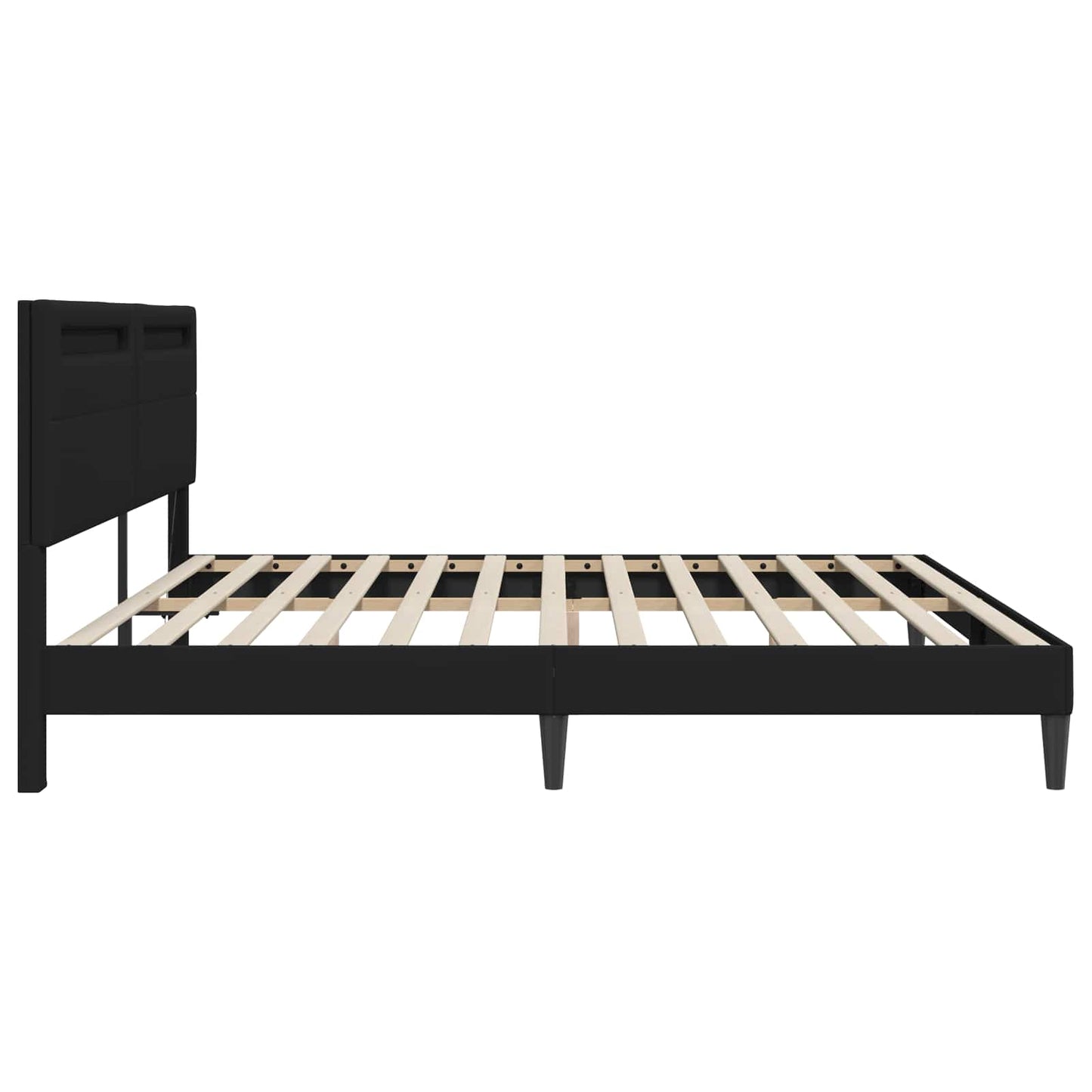 vidaXL Σκελετός Κρεβατιού με κεφαλάρι Μαύρο 180 x 200 cm Τεχνητό Δέρμα