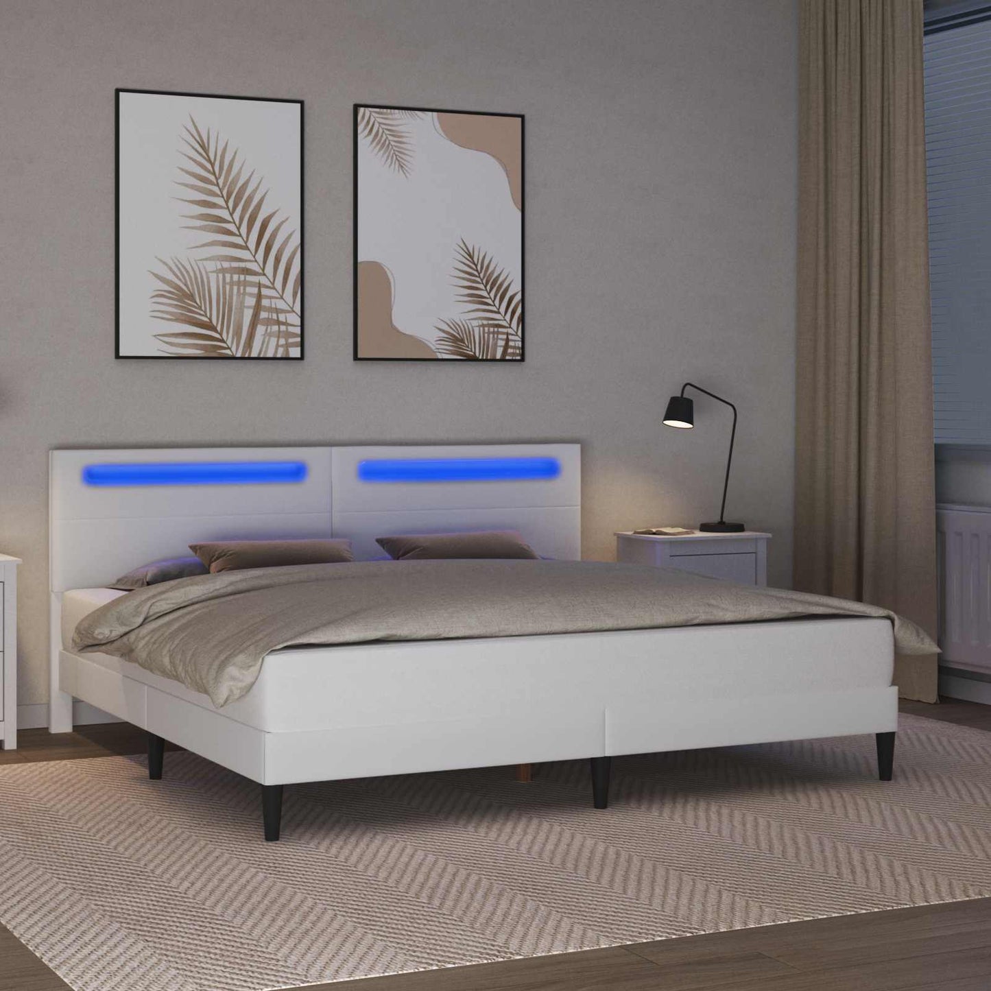 vidaXL Σκελετός Κρεβατιού με κεφαλάρι Λευκό 180 x 200 cm Τεχνητό Δέρμα