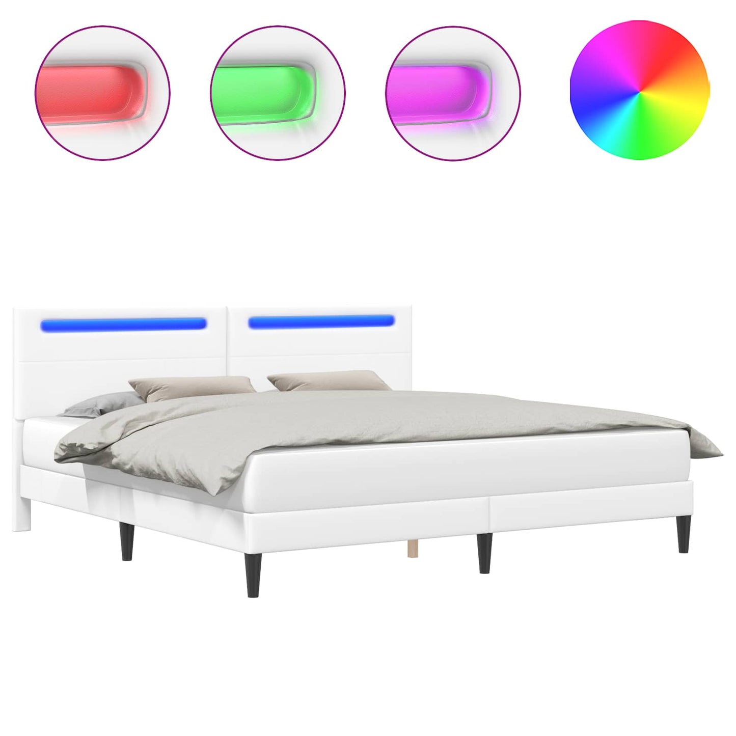 vidaXL Σκελετός Κρεβατιού με κεφαλάρι Λευκό 180 x 200 cm Τεχνητό Δέρμα