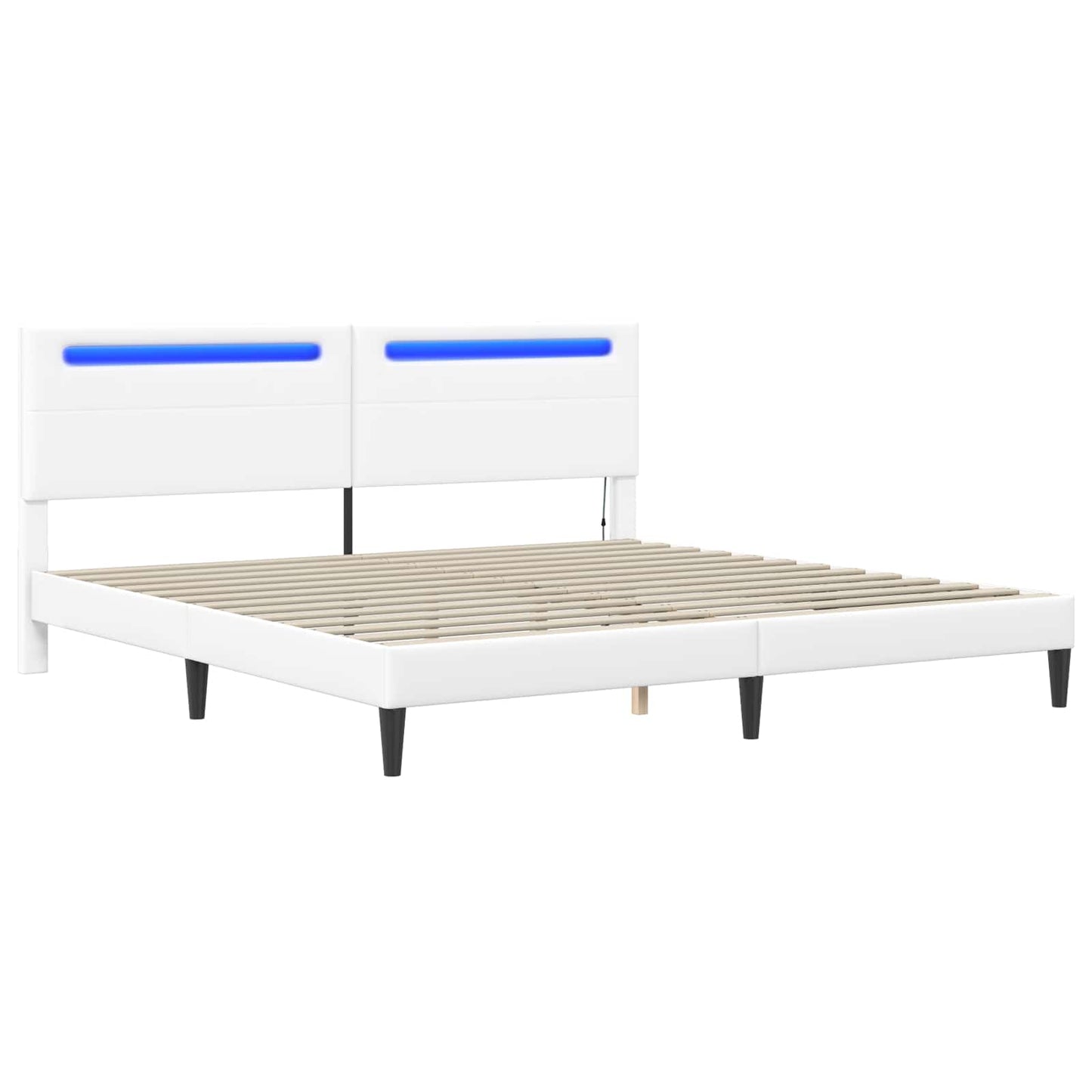 vidaXL Σκελετός Κρεβατιού με κεφαλάρι Λευκό 180 x 200 cm Τεχνητό Δέρμα