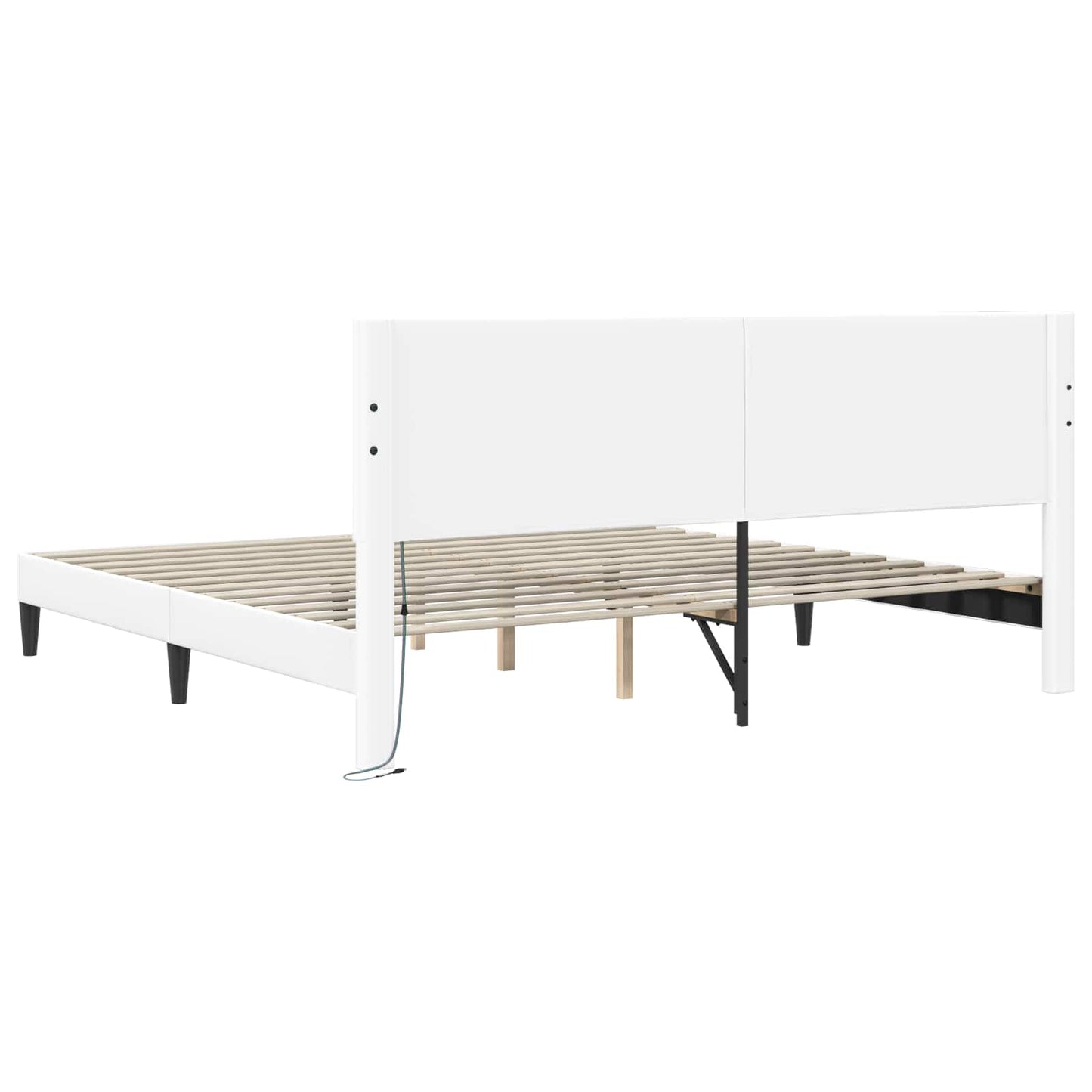 vidaXL Σκελετός Κρεβατιού με κεφαλάρι Λευκό 180 x 200 cm Τεχνητό Δέρμα
