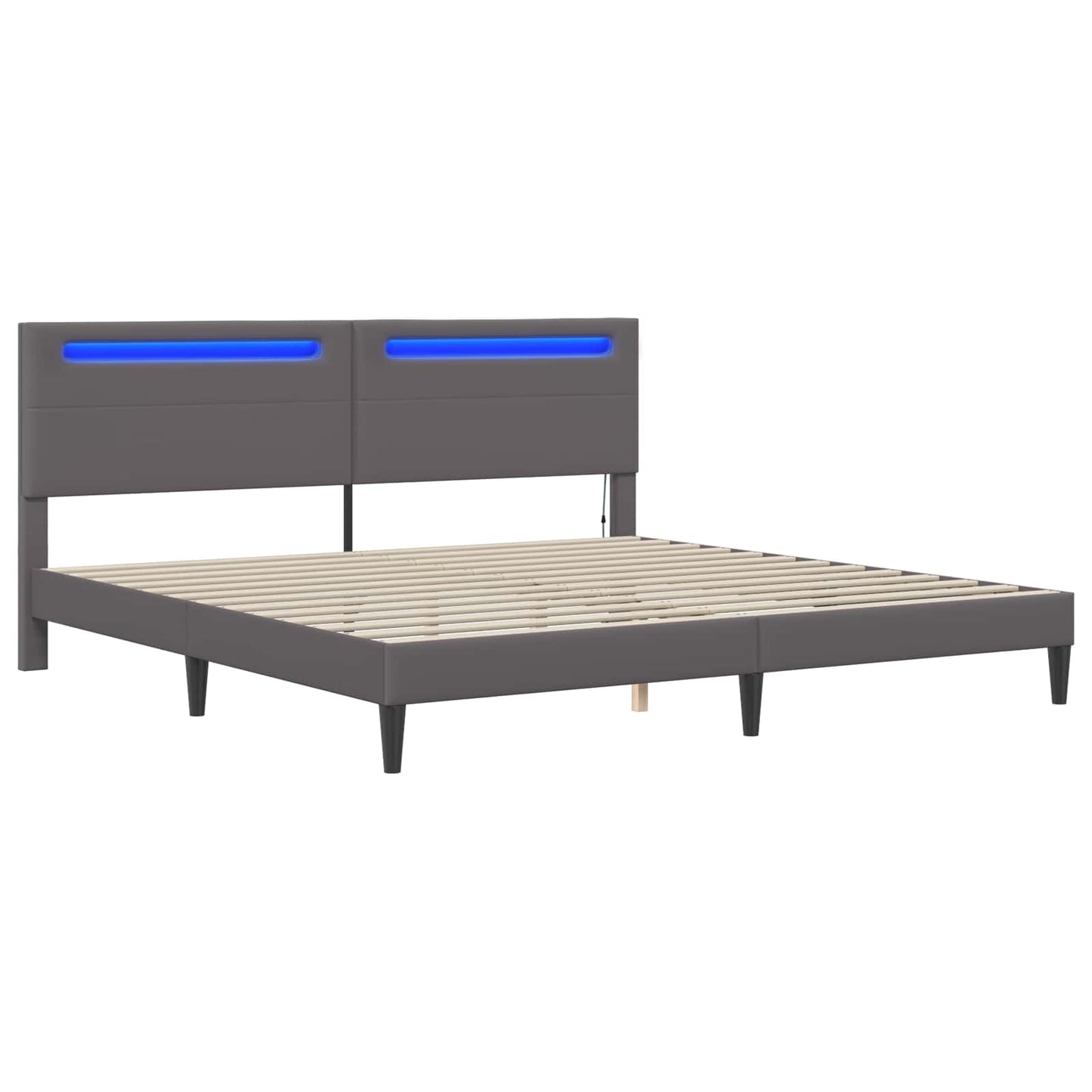 vidaXL Σκελετός Κρεβατιού με κεφαλάρι Γκρι 200 x 200 cm Τεχνητό Δέρμα
