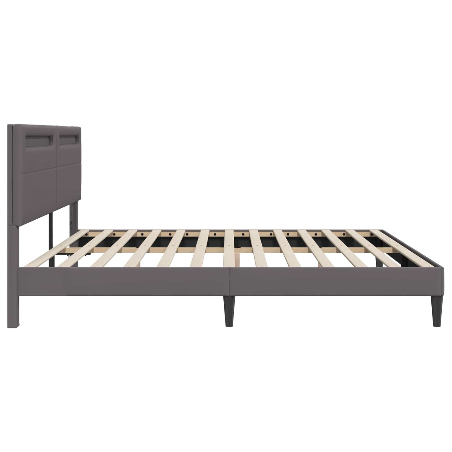 vidaXL Σκελετός Κρεβατιού με κεφαλάρι Γκρι 200 x 200 cm Τεχνητό Δέρμα