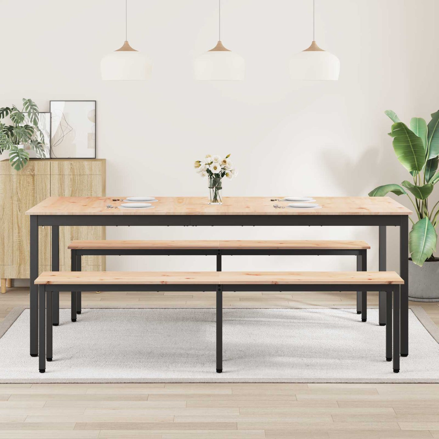 vidaXL Τραπεζαρία Φυσικό 200 x 100 x 75 cm Στερεά ξυλεία πεύκου