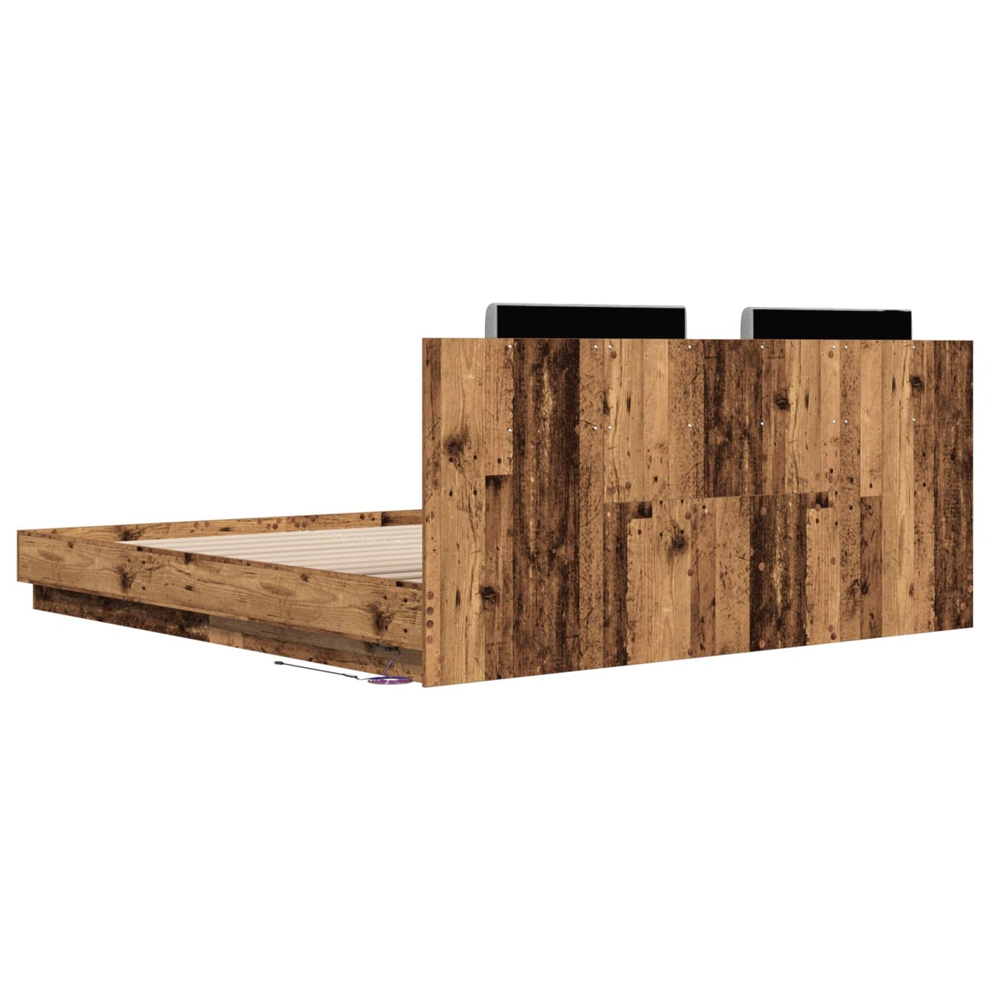 vidaXL Κρεβάτι με Κεφαλάρι Παλιό Ξύλο 200 x 200 cm Επεξεργασμένο ξύλο