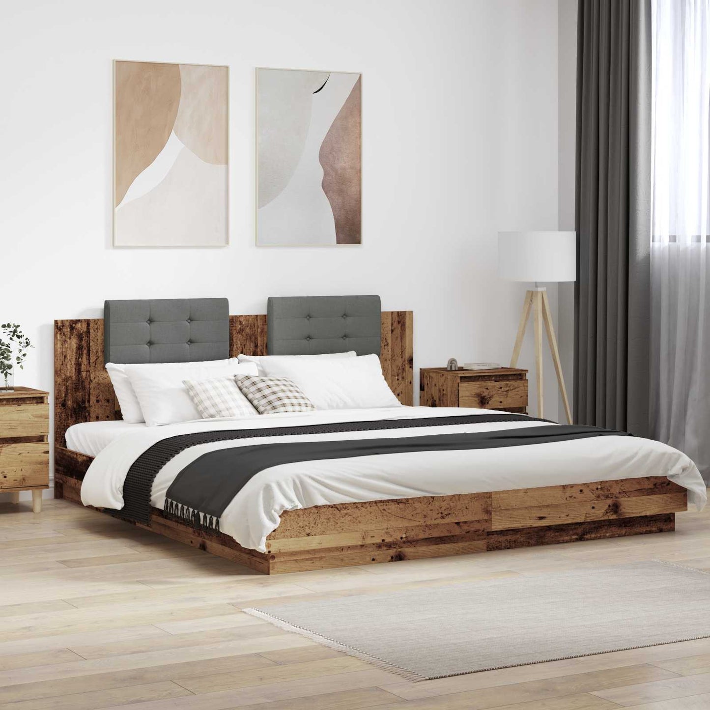 vidaXL Κρεβάτι με Κεφαλάρι Παλιό Ξύλο 180 x 200 cm Επεξεργασμένο ξύλο