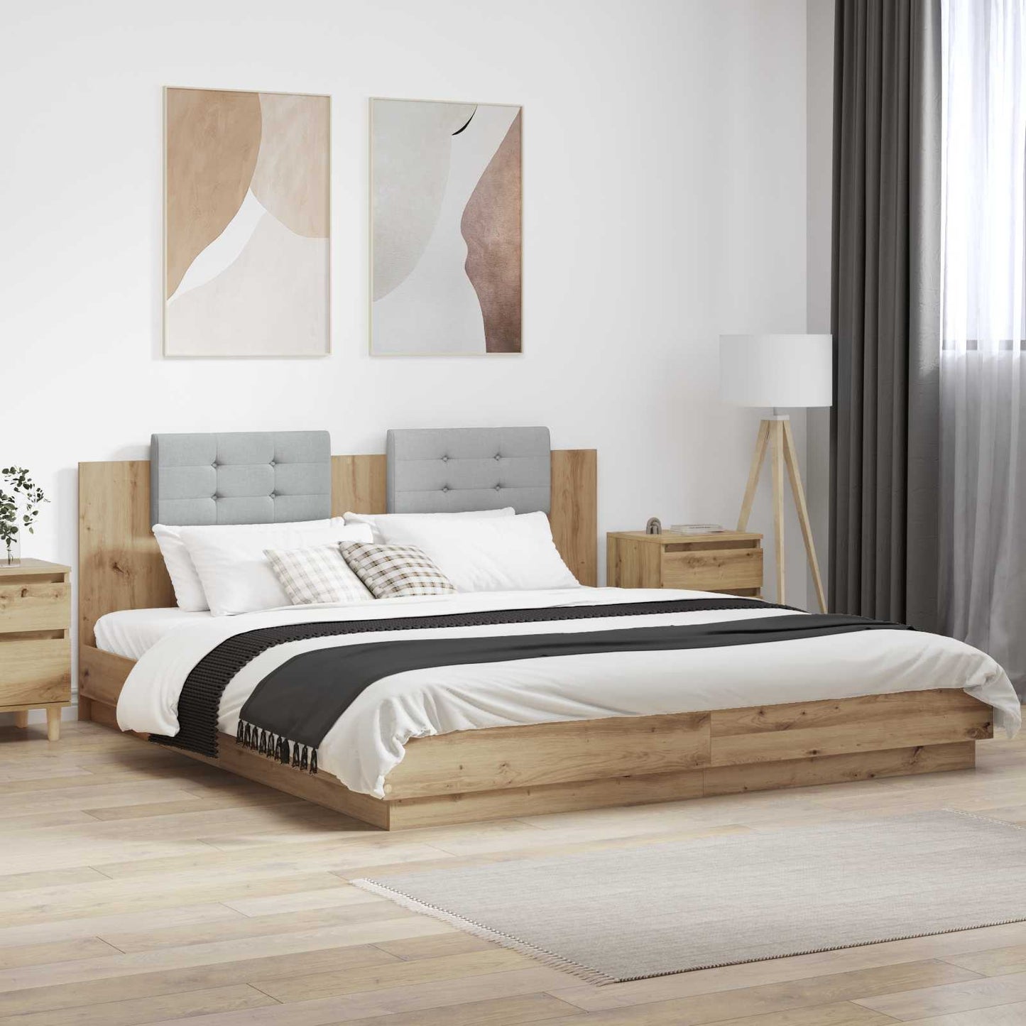 vidaXL Κρεβάτι με Κεφαλάρι Artisan Oak 180 x 200 cm Επεξεργασμένο ξύλο
