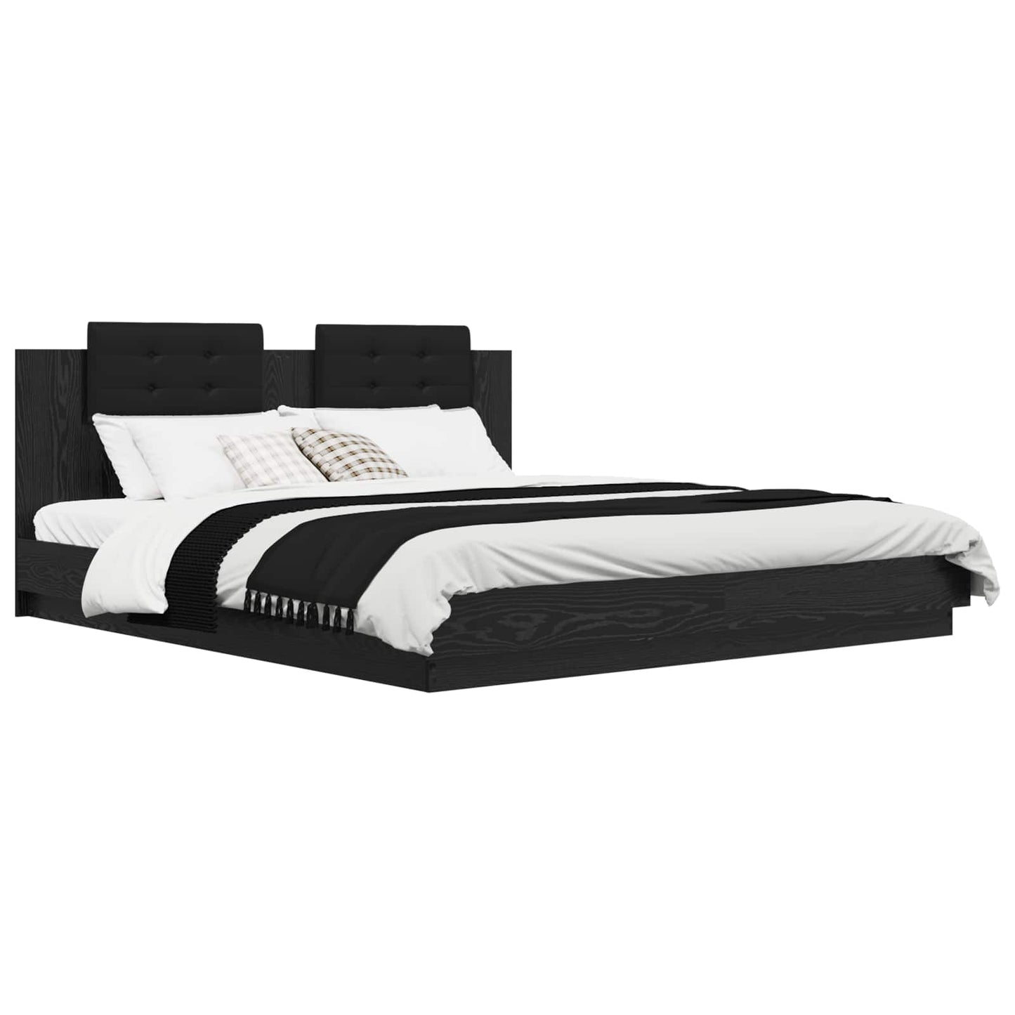 vidaXL Κρεβάτι με Κεφαλάρι Μαύρη Οξυά 180 x 200 cm Επεξεργασμένο ξύλο