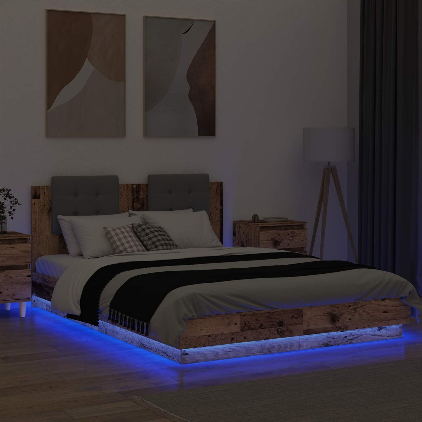 vidaXL Κρεβάτι με Κεφαλάρι Παλιό Ξύλο 160 x 200 cm Επεξεργασμένο ξύλο