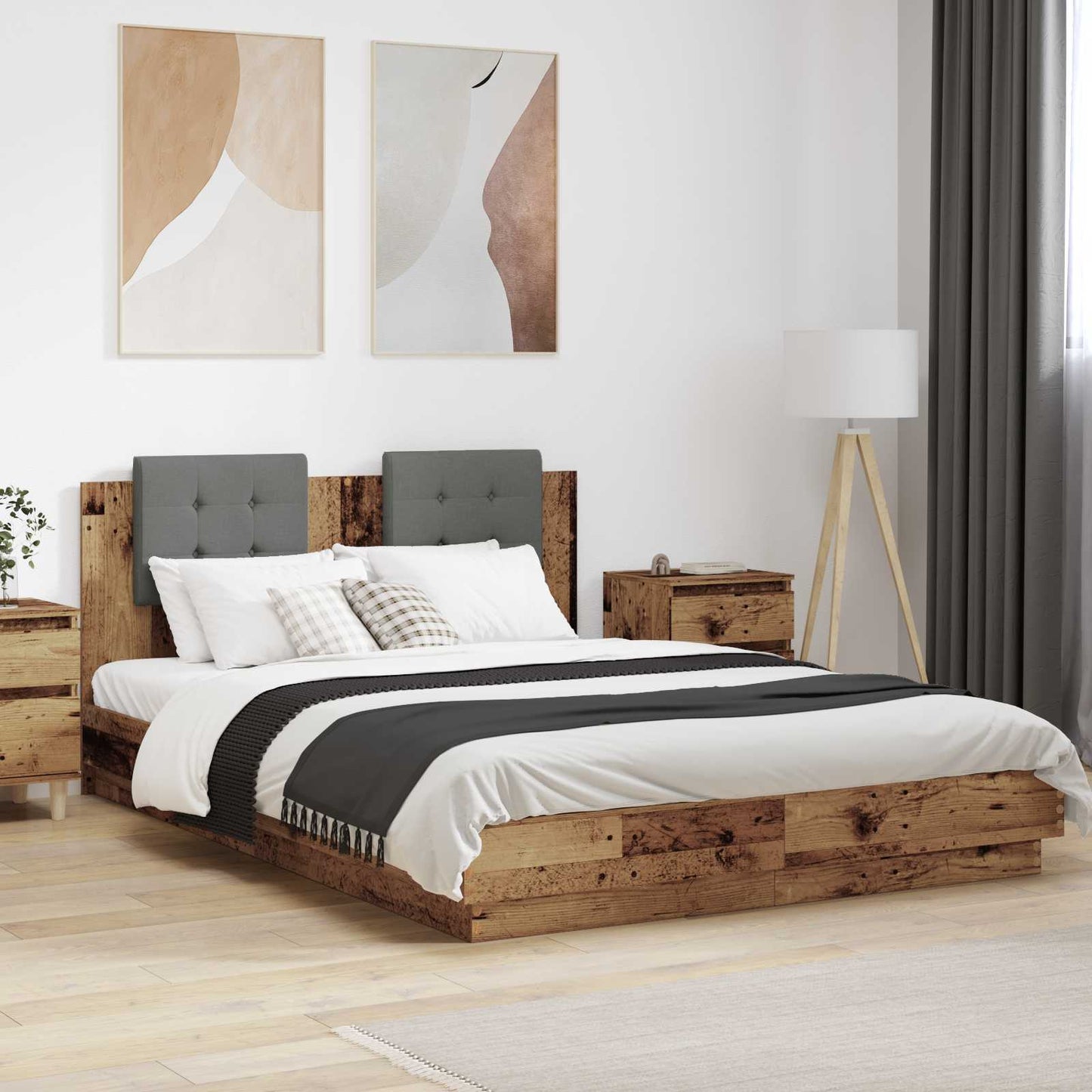 vidaXL Κρεβάτι με Κεφαλάρι Παλιό Ξύλο 160 x 200 cm Επεξεργασμένο ξύλο