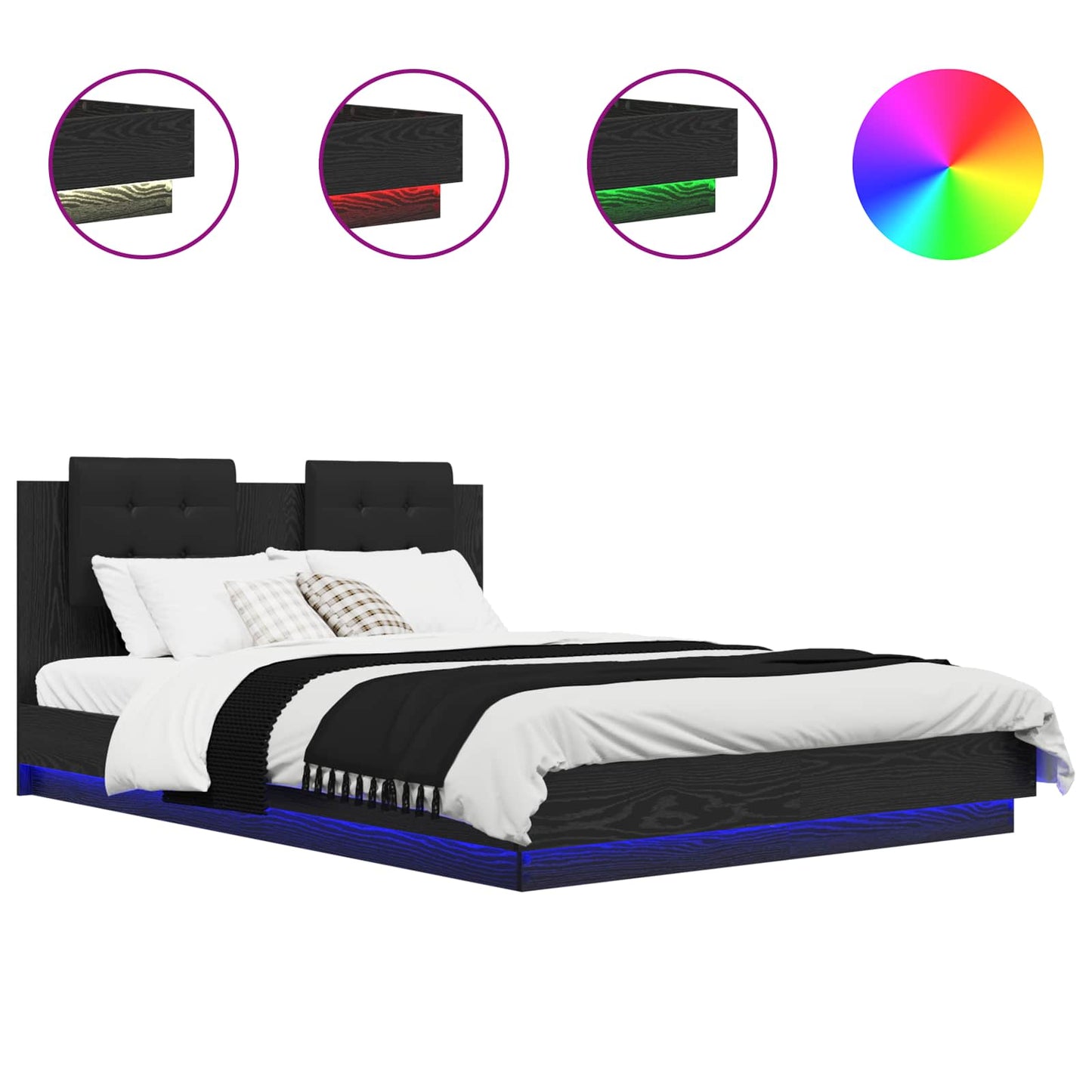 vidaXL Κρεβάτι με Κεφαλάρι Μαύρη Οξυά 160 x 200 cm Επεξεργασμένο ξύλο