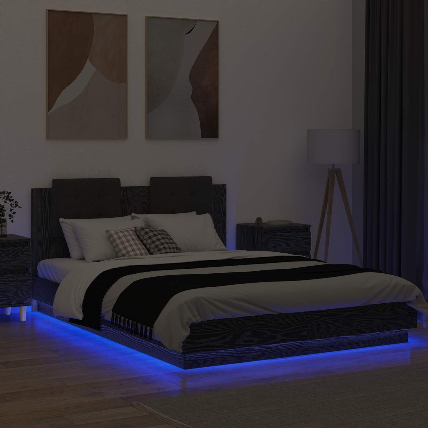 vidaXL Κρεβάτι με Κεφαλάρι Μαύρη Οξυά 150 x 200 cm Επεξεργασμένο ξύλο