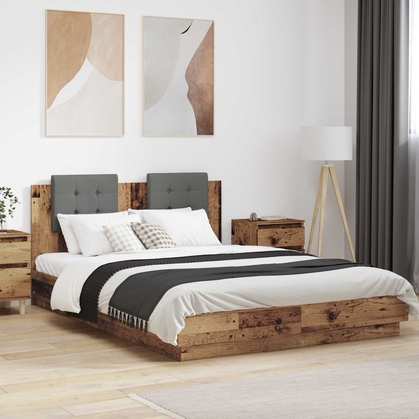 vidaXL Κρεβάτι με Κεφαλάρι Παλιό Ξύλο 140 x 200 cm Επεξεργασμένο ξύλο