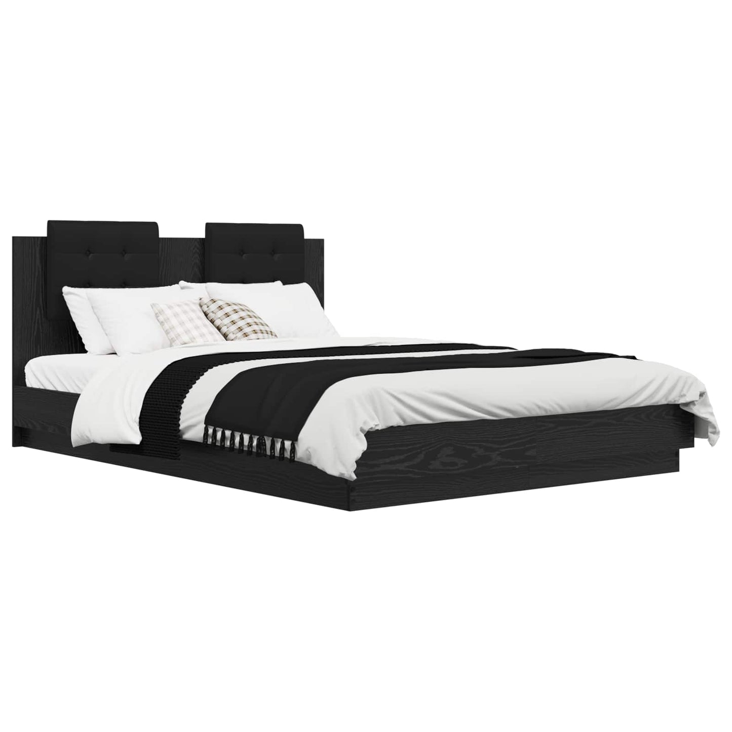 vidaXL Κρεβάτι με Κεφαλάρι Μαύρη Οξυά 140 x 200 cm Επεξεργασμένο ξύλο