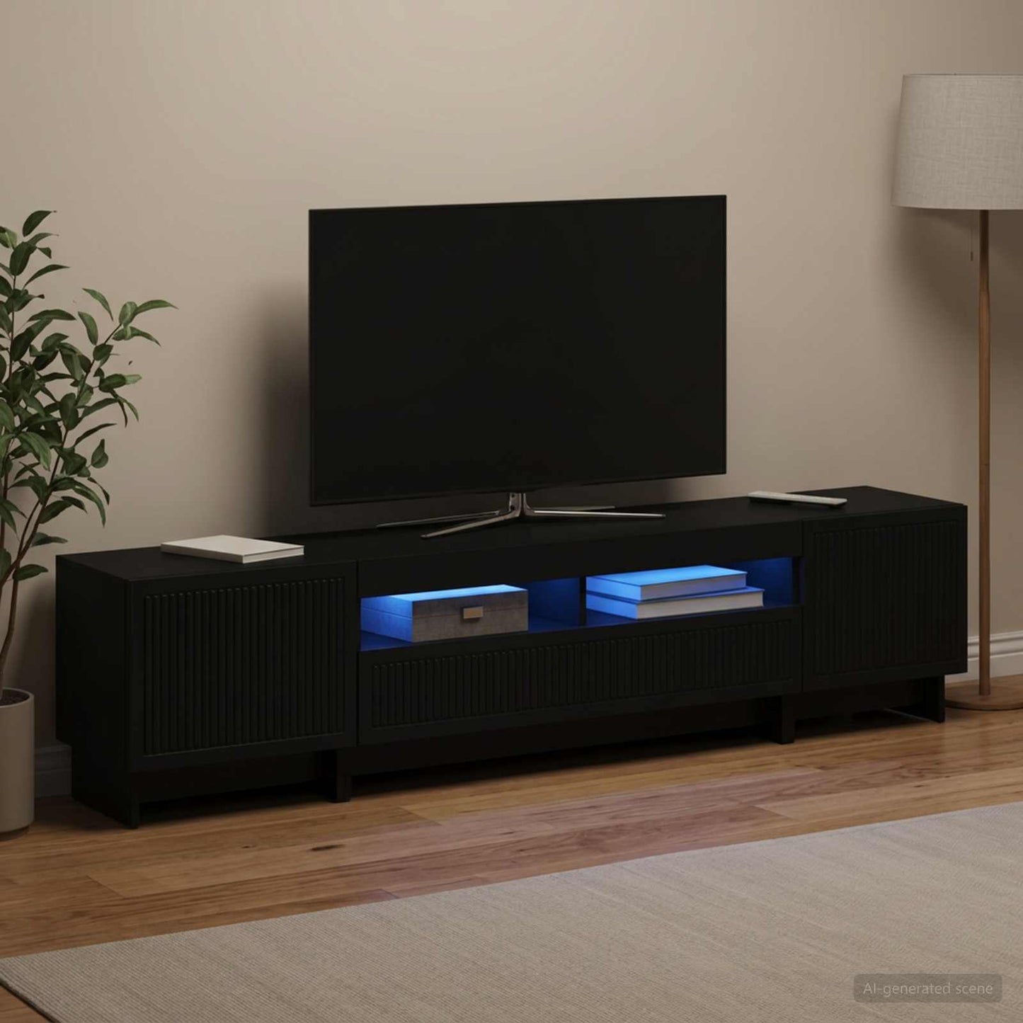vidaXL 5 Τεμάχια LED Τηλεοπτικού Ντουλαπιού Μαύρο Επεξεργασμένο Ξύλο