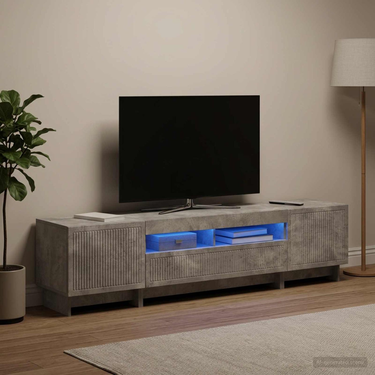 vidaXL 5 Τεμάχια LED Τηλεοπτικού Ντουλαπιού Γκρι Σκυροδέματος