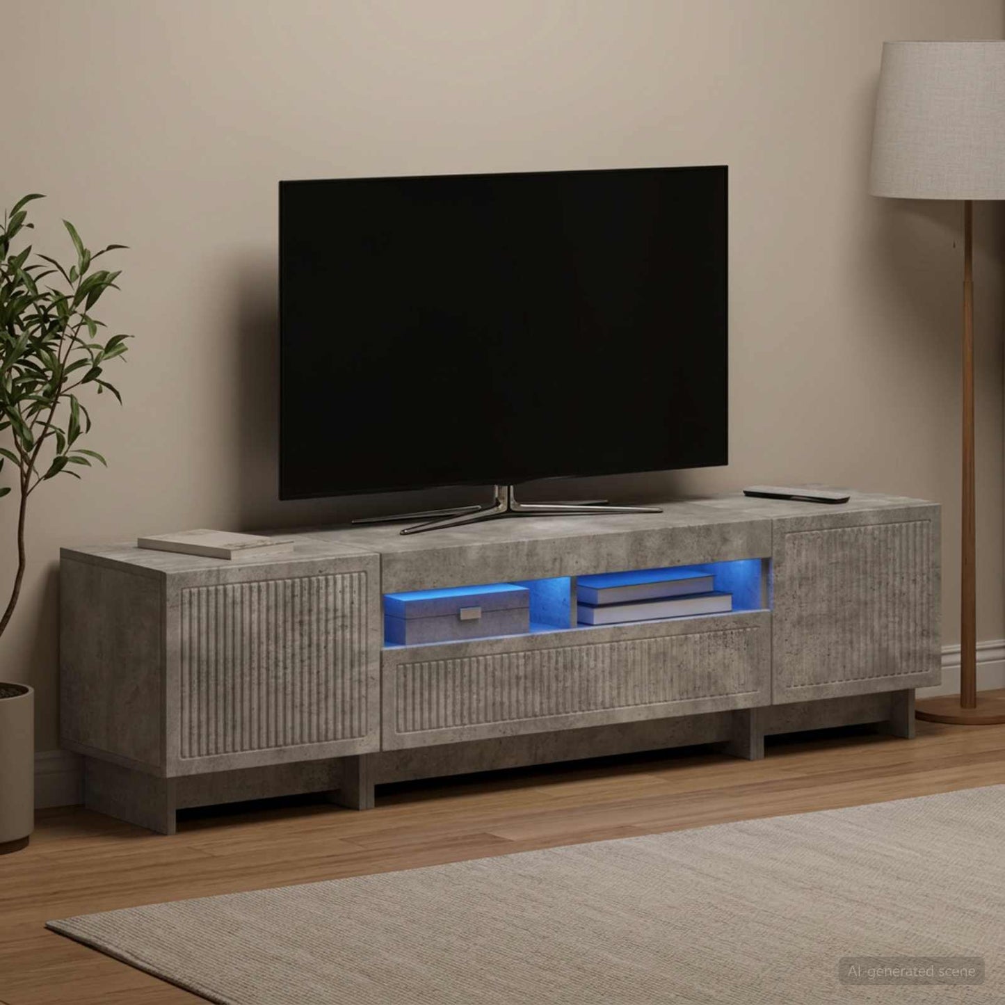 vidaXL 5 Τεμάχια LED Τηλεοπτικού Ντουλαπιού Γκρι Σκυροδέματος