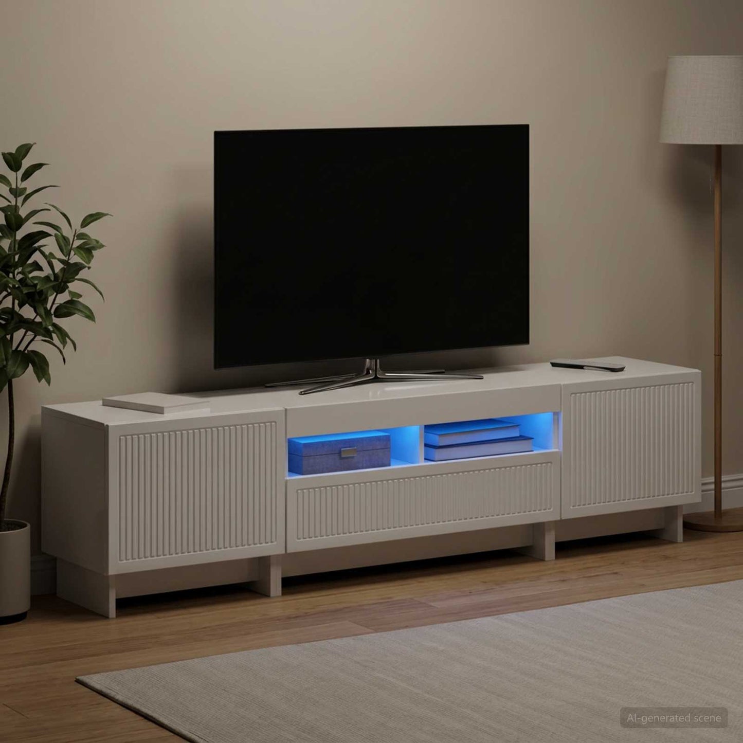 vidaXL 5 Τεμάχια LED Τηλεοπτικού Ντουλαπιού Γυαλιστερό Λευκό