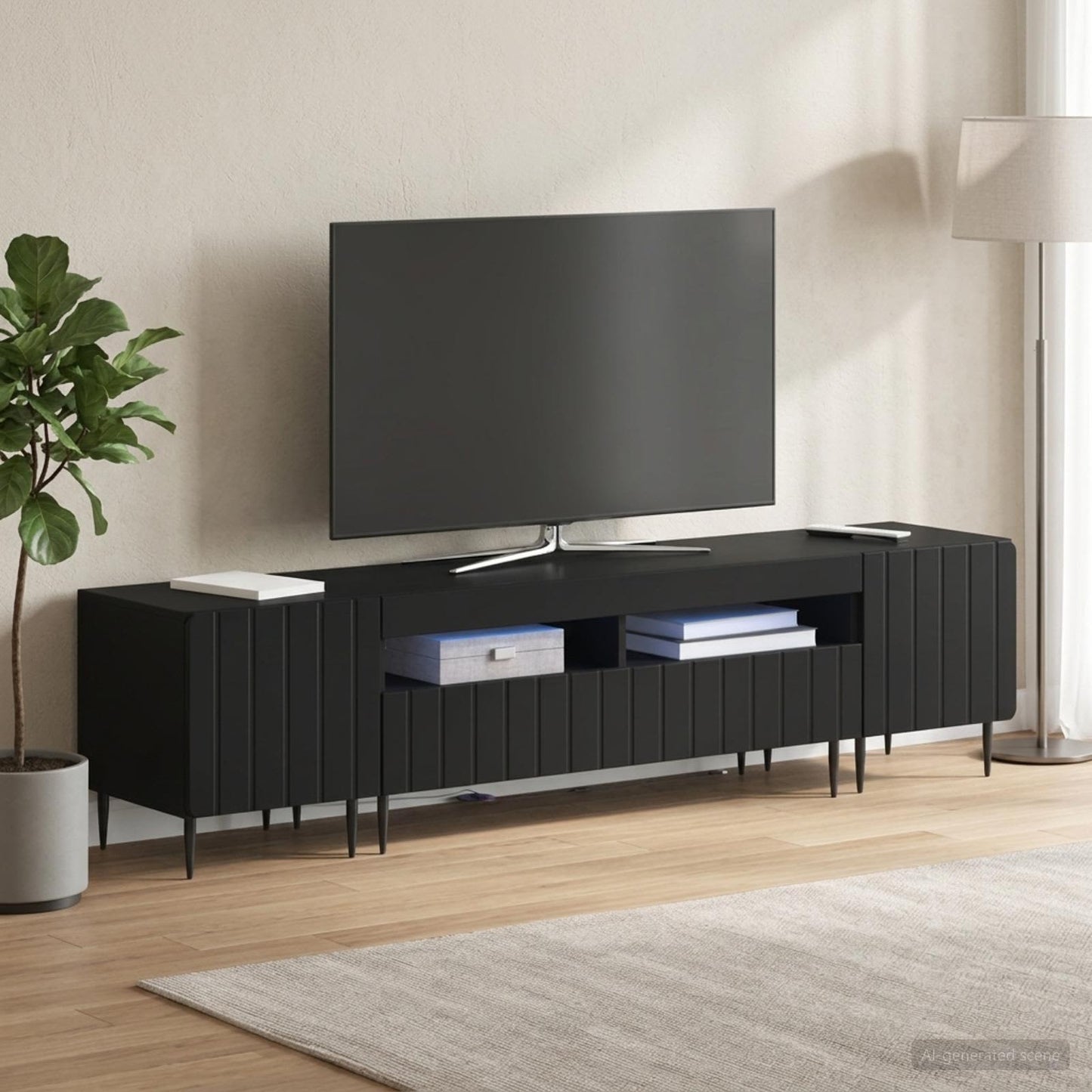 vidaXL 5 Τεμάχια LED Τηλεοπτικού Ντουλαπιού Μαύρο Επεξεργασμένο Ξύλο