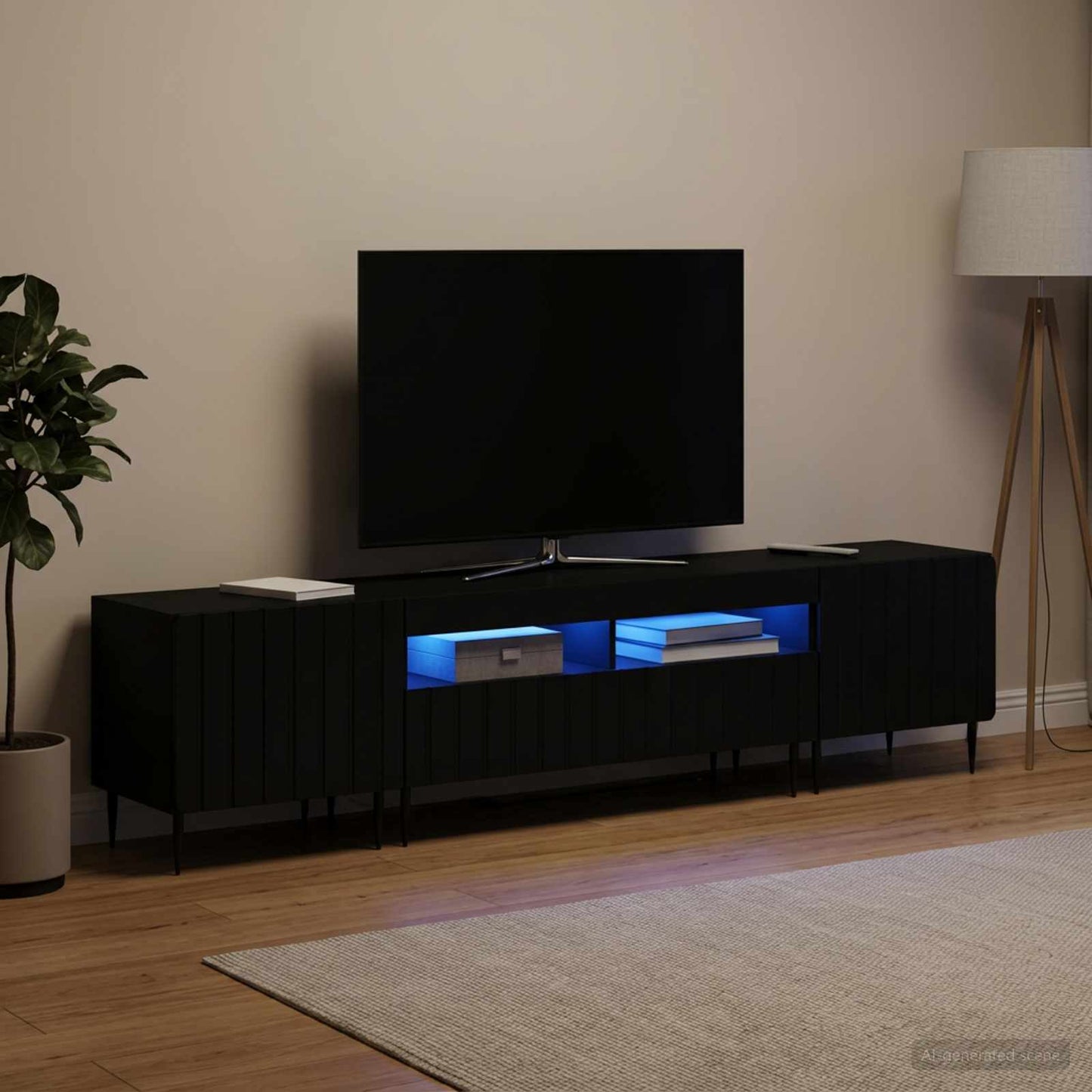 vidaXL 5 Τεμάχια LED Τηλεοπτικού Ντουλαπιού Μαύρο Επεξεργασμένο Ξύλο