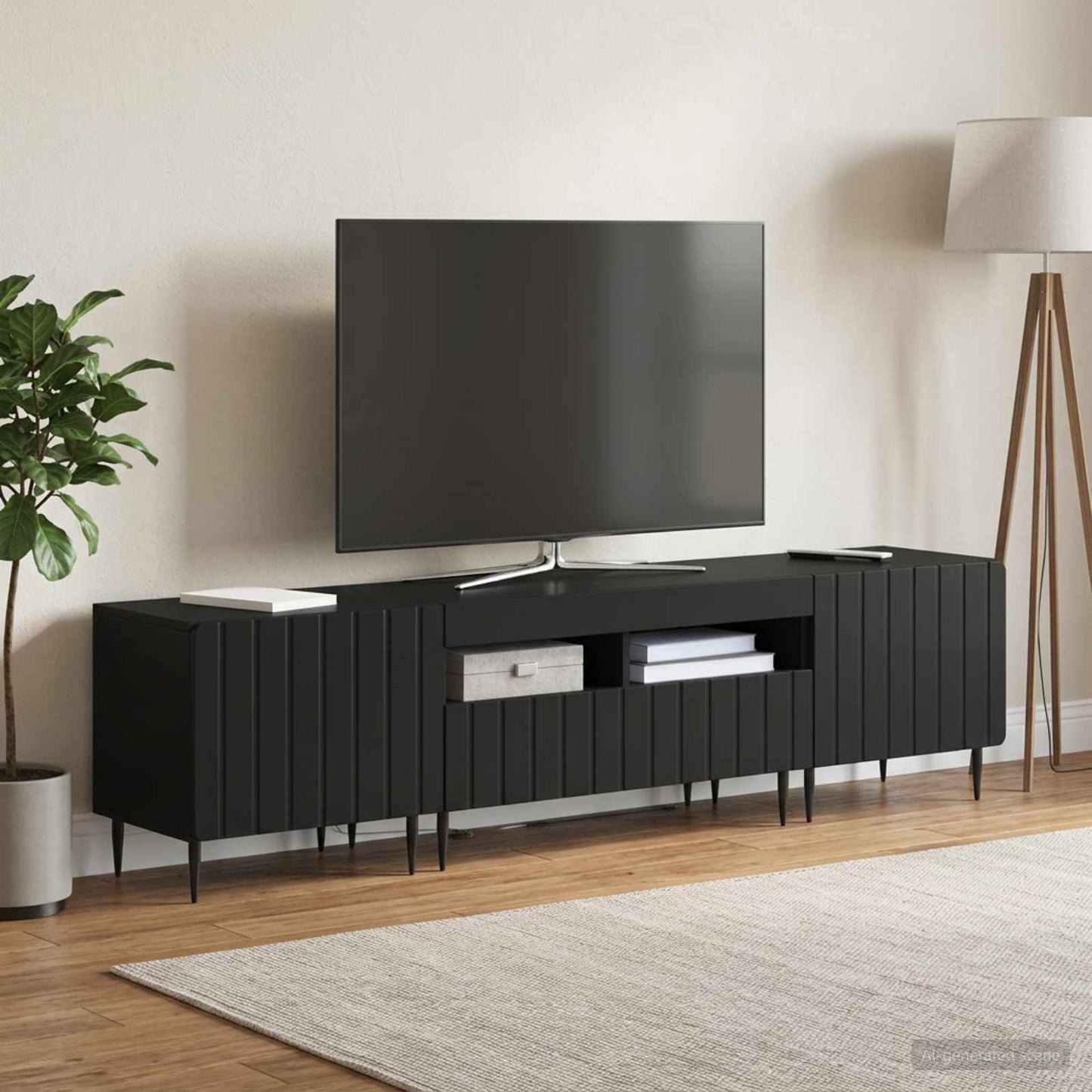 vidaXL 5 Τεμάχια LED Τηλεοπτικού Ντουλαπιού Μαύρο Επεξεργασμένο Ξύλο