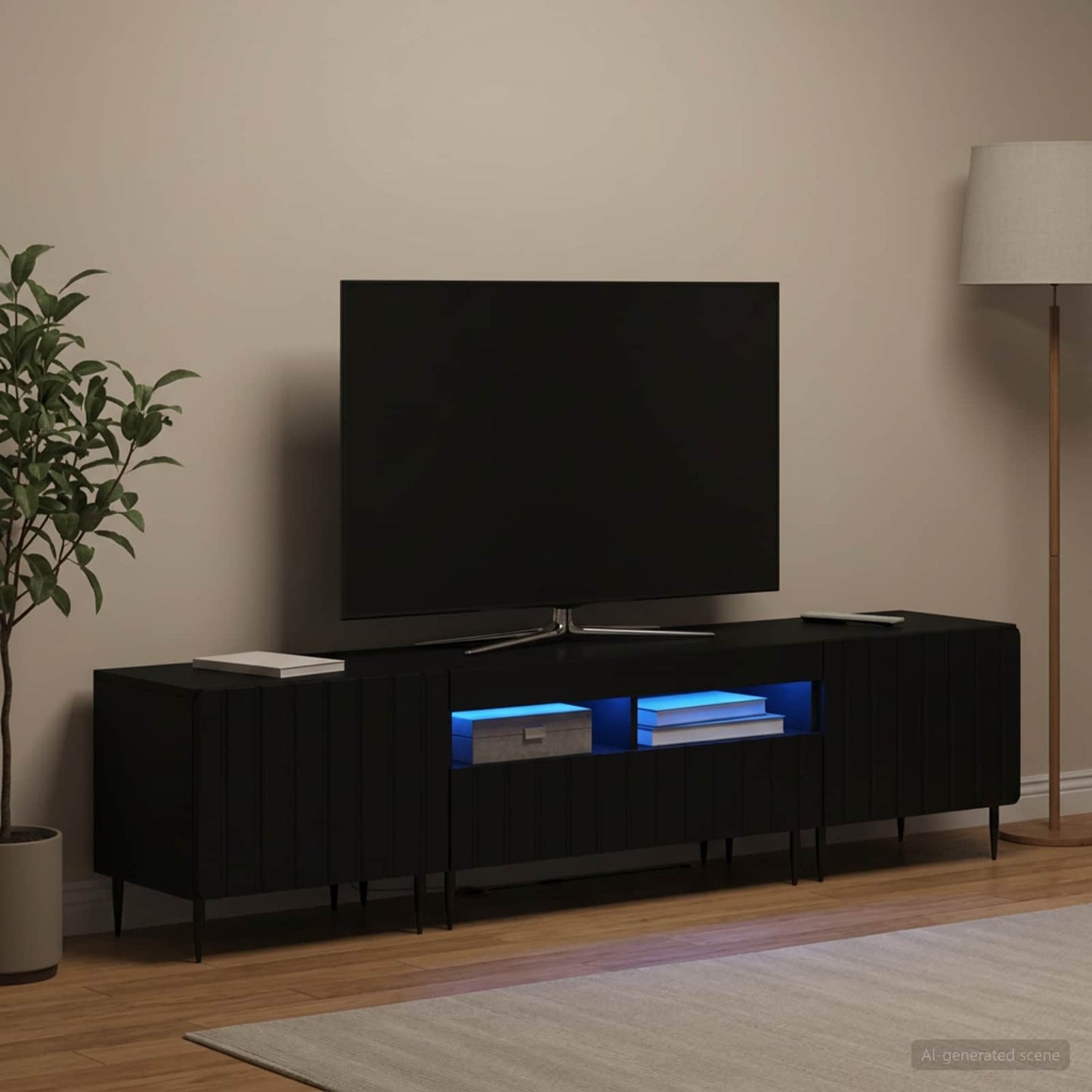 vidaXL 5 Τεμάχια LED Τηλεοπτικού Ντουλαπιού Μαύρο Επεξεργασμένο Ξύλο