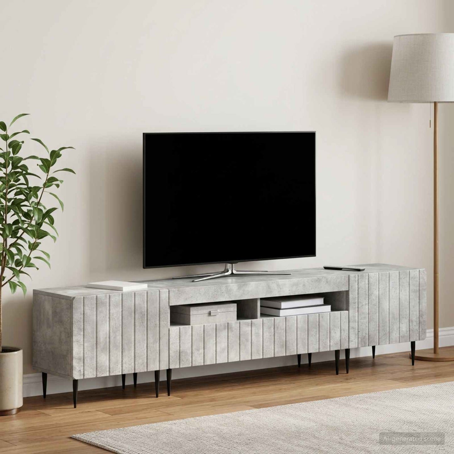 vidaXL 5 Τεμάχια LED Τηλεοπτικού Ντουλαπιού Γκρι Σκυροδέματος