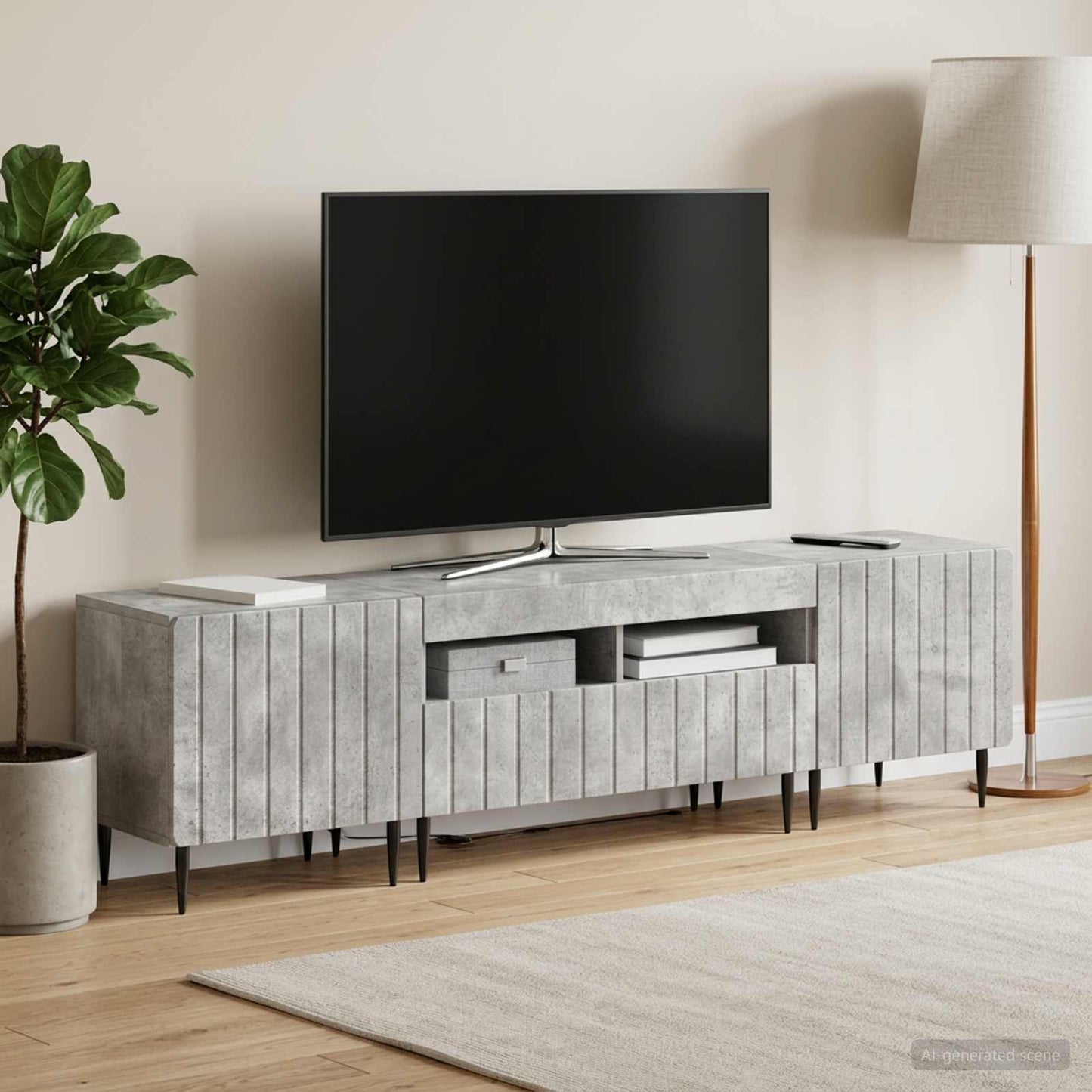 vidaXL 5 Τεμάχια LED Τηλεοπτικού Ντουλαπιού Γκρι Σκυροδέματος