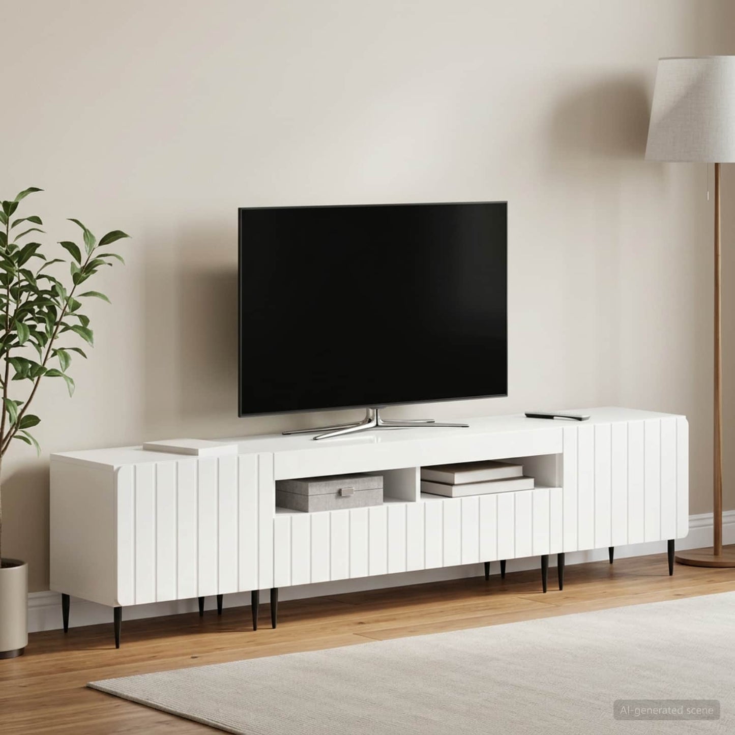 vidaXL 5 Τεμάχια LED Τηλεοπτικού Ντουλαπιού Γυαλιστερό Λευκό