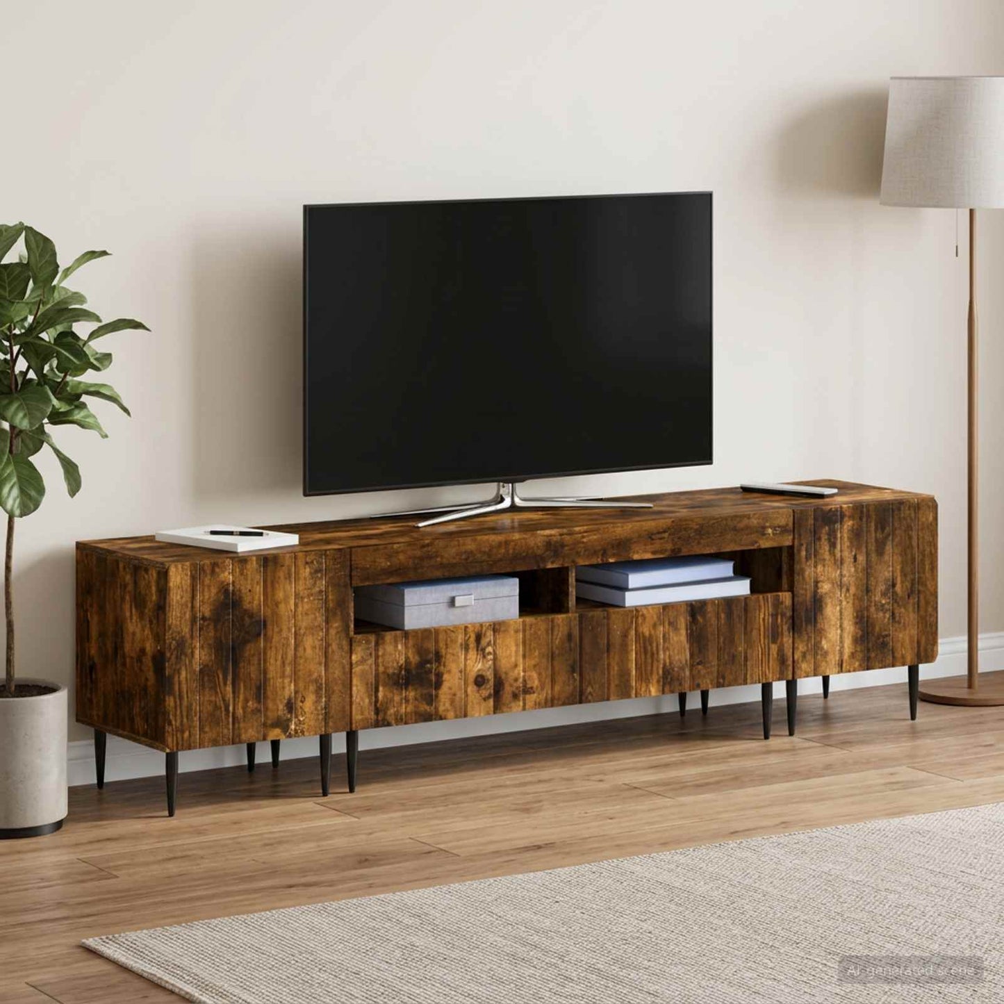 vidaXL 3 Τεμάχια LED Τηλεοπτική Ντουλάπα ZWOLLE Καπνισμένο Ξύλο Δρυός